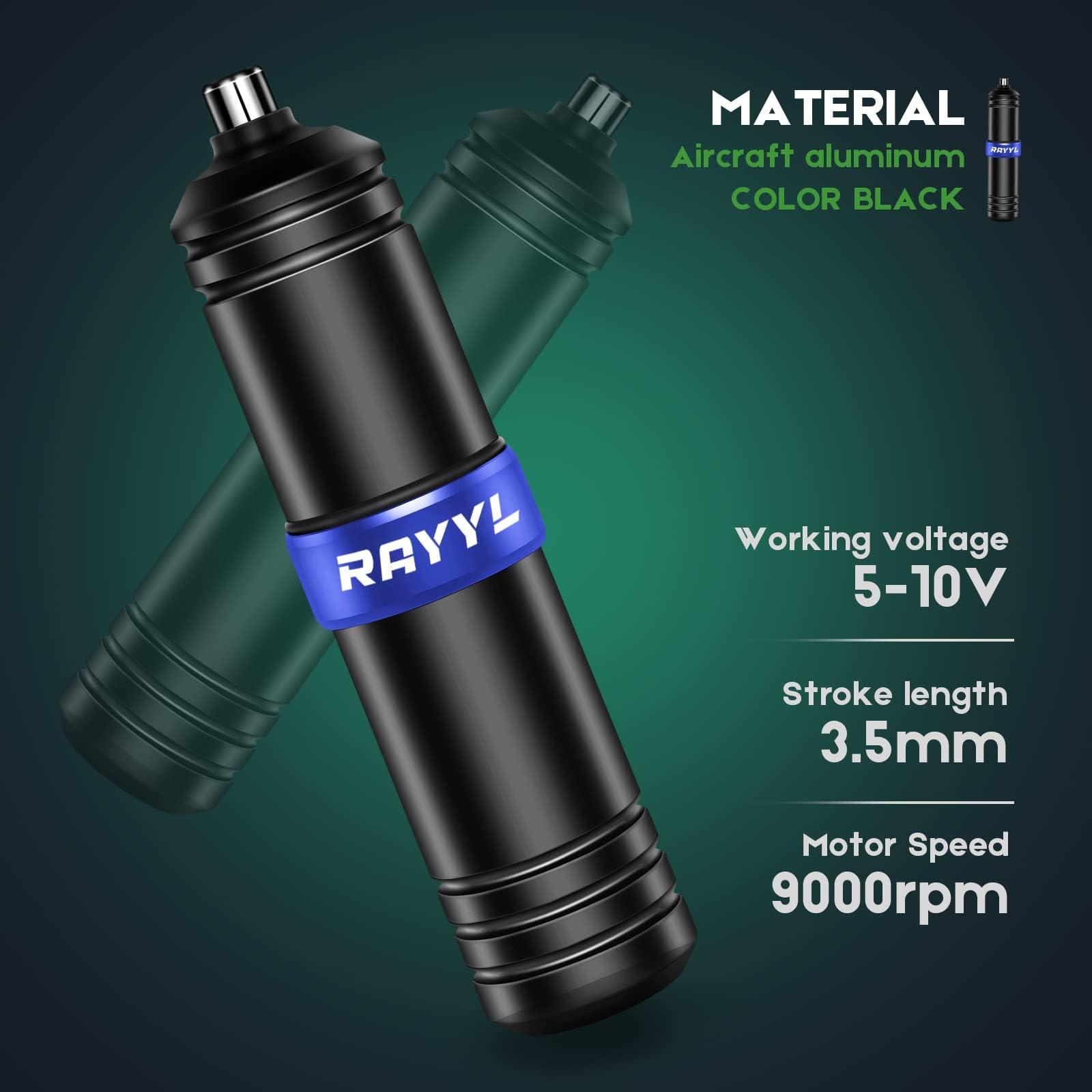 Rayyl Rotary Pen Maschine Set Akku mit 40 Cartridge 2 Transferpaper 1 kunsthaut für Professional Anfänger und Künstler