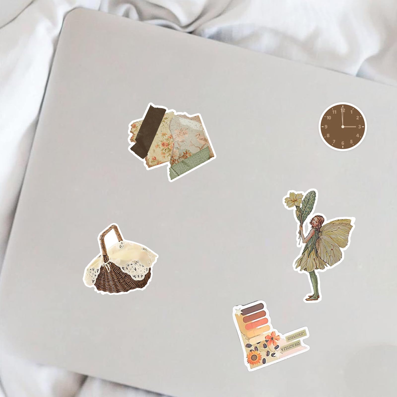 Classico Adesivi vintage 50 pezzi, adesivi in ​​vinile per decorazioni estetiche Cottagecore per Srapbook, laptop, regali retrò per ragazze adolescenti