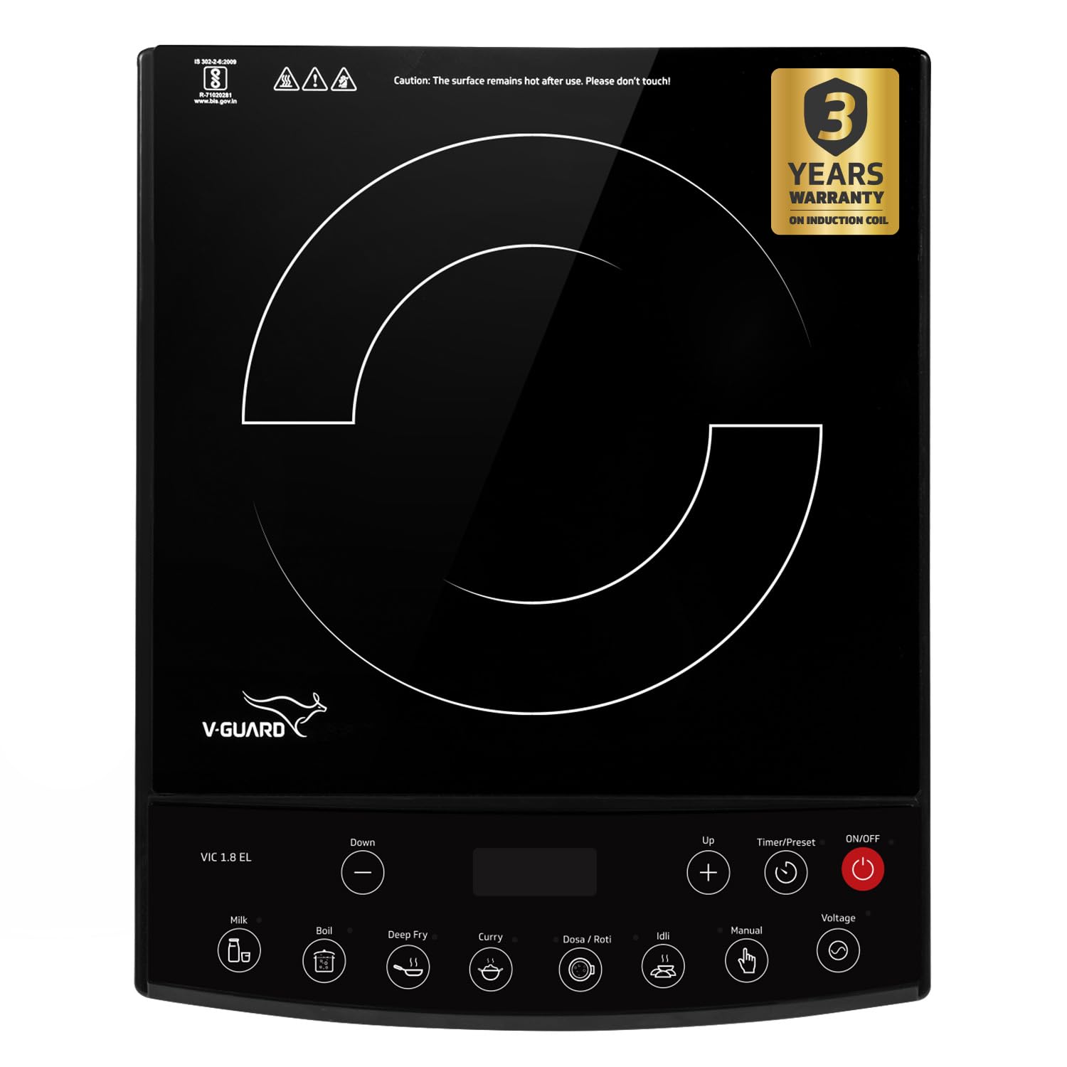Sponsored Ad - VIC 1.8 EL Induction Cooktop | 1800 Watt Electric Induction stove with 7 Power Levels | 3 kV Surge Protection | Temperature Control | Push button | Auto-cutoff