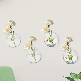 2 vasos de parede, vaso de flores de vidro, estação de propagação para pendurar na parede, vaso suspenso para plantas de interior, flor hidropônica, sala de estar, escritório, presente (2 peças)