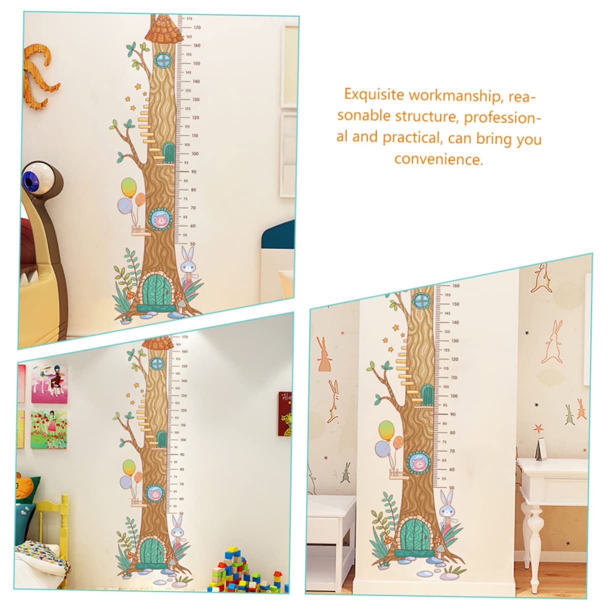 BESPORTBLE 1Sheet Height Growth Chart Sticker Self Adhesive Growth Ruler Removable Measurement Chart for Walls Decor for Smooth Surfaces Fun DIY Room Decoration