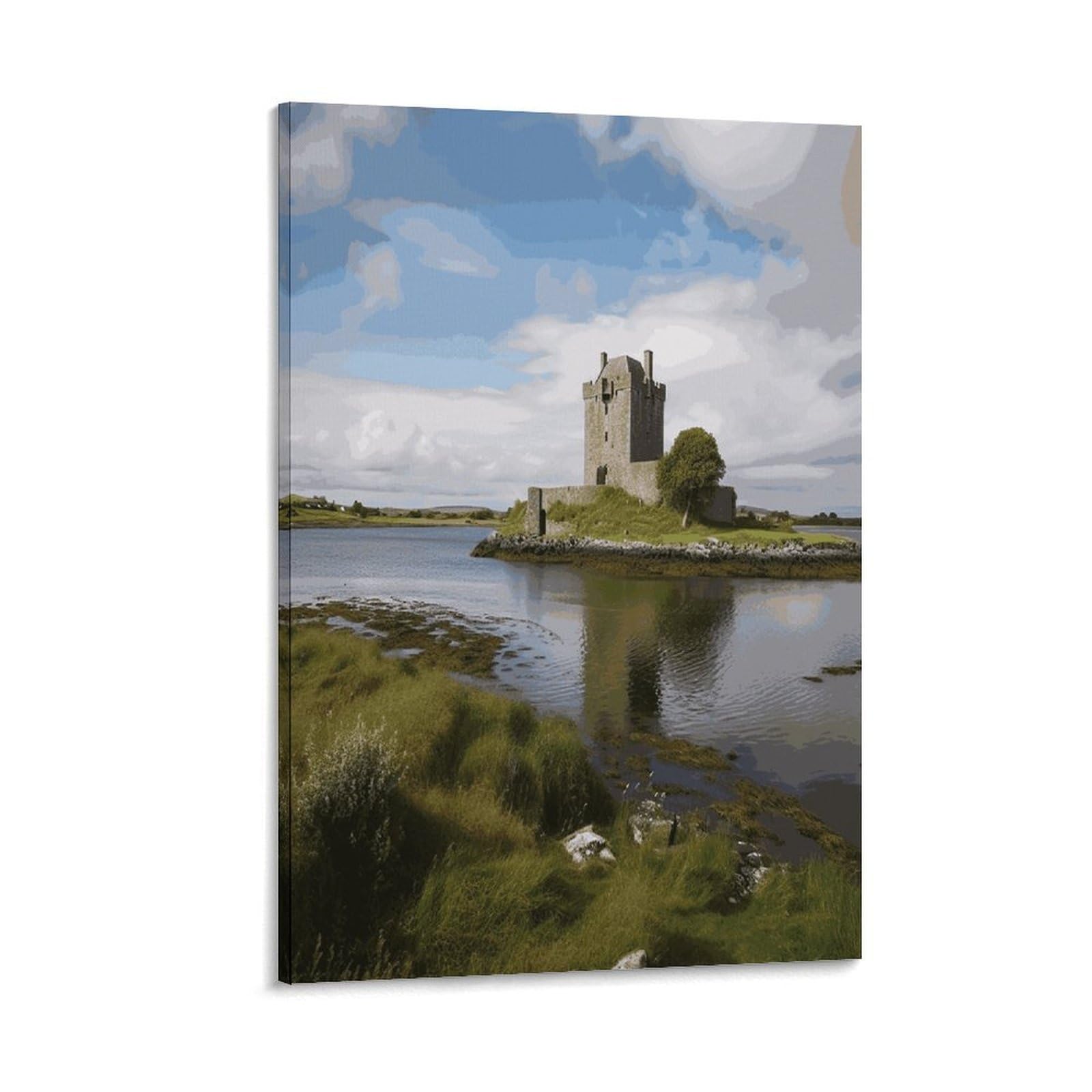 View of The Dunguaire Castle Canvas Wall Art Prints Hangable Decor Painting for Wall Prints Painting Artwork Modern Decorative Artwork Ready to Hang Wall Pictures for Home Decor 24x36inch(60x90cm)