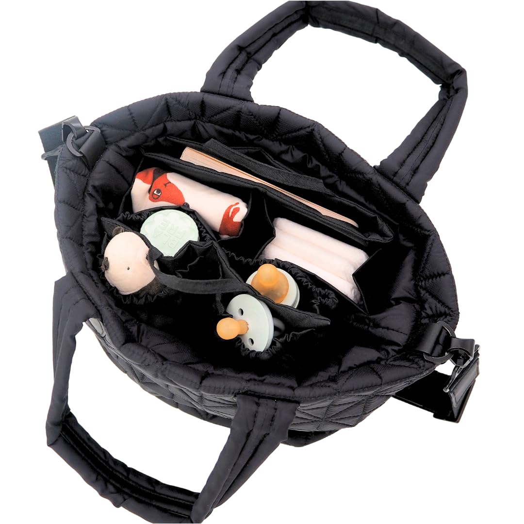 Wickeltasche für Eltern mit Fächern, Innentasche Handtaschen organizer, Taschenorganizer für Newborn Baby Essentials, Waschbar und Flexibel, Ideal für Reisen & Rucksack, schwarz