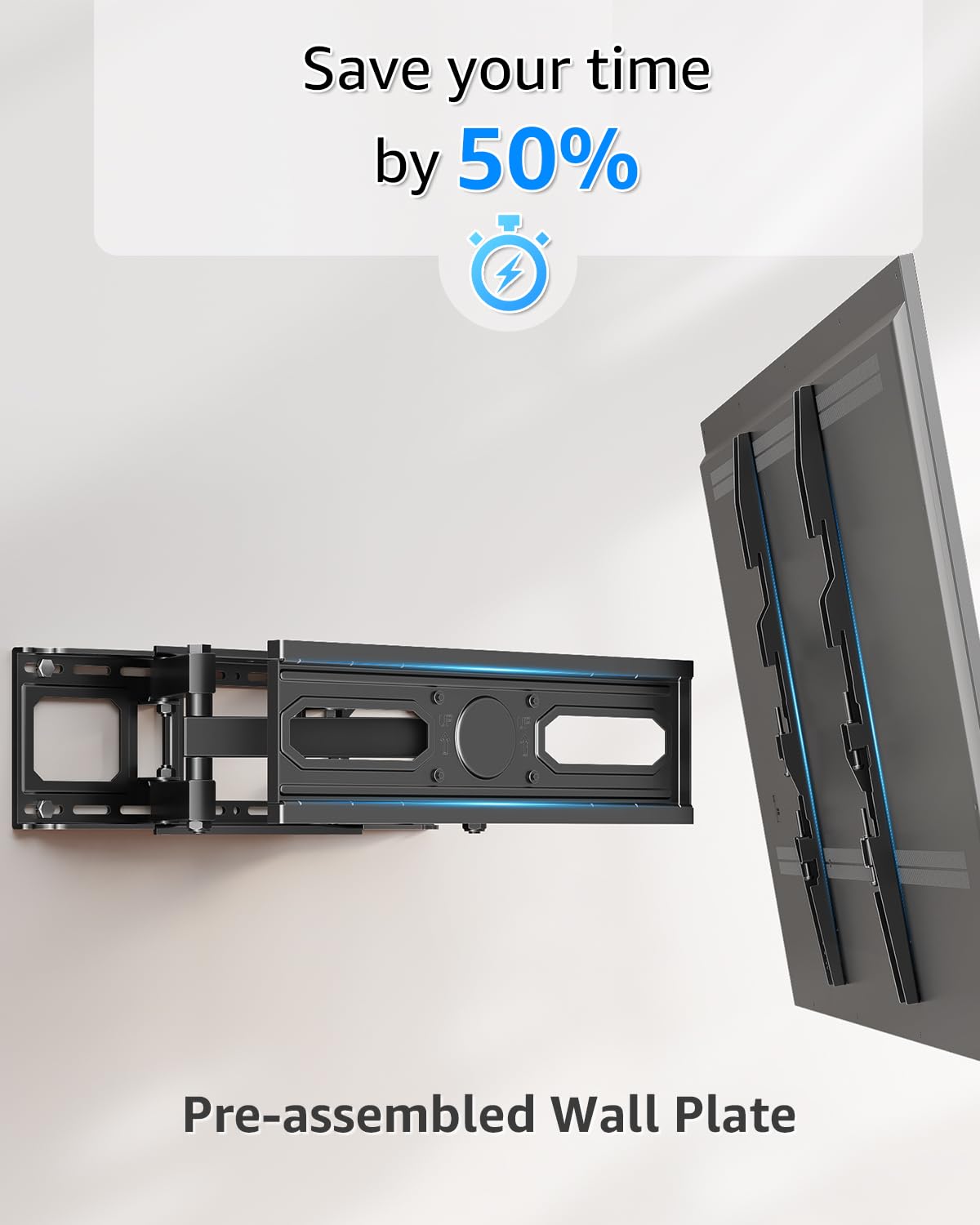 MOUNTUP MU0010 - Supporto da parete per TV a schermo piatto da 26-55 pollici e schermi curvi fino a 40 kg, supporto da parete per TV con doppio braccio articolato girevole, massimo VESA 400 x 400 mm
