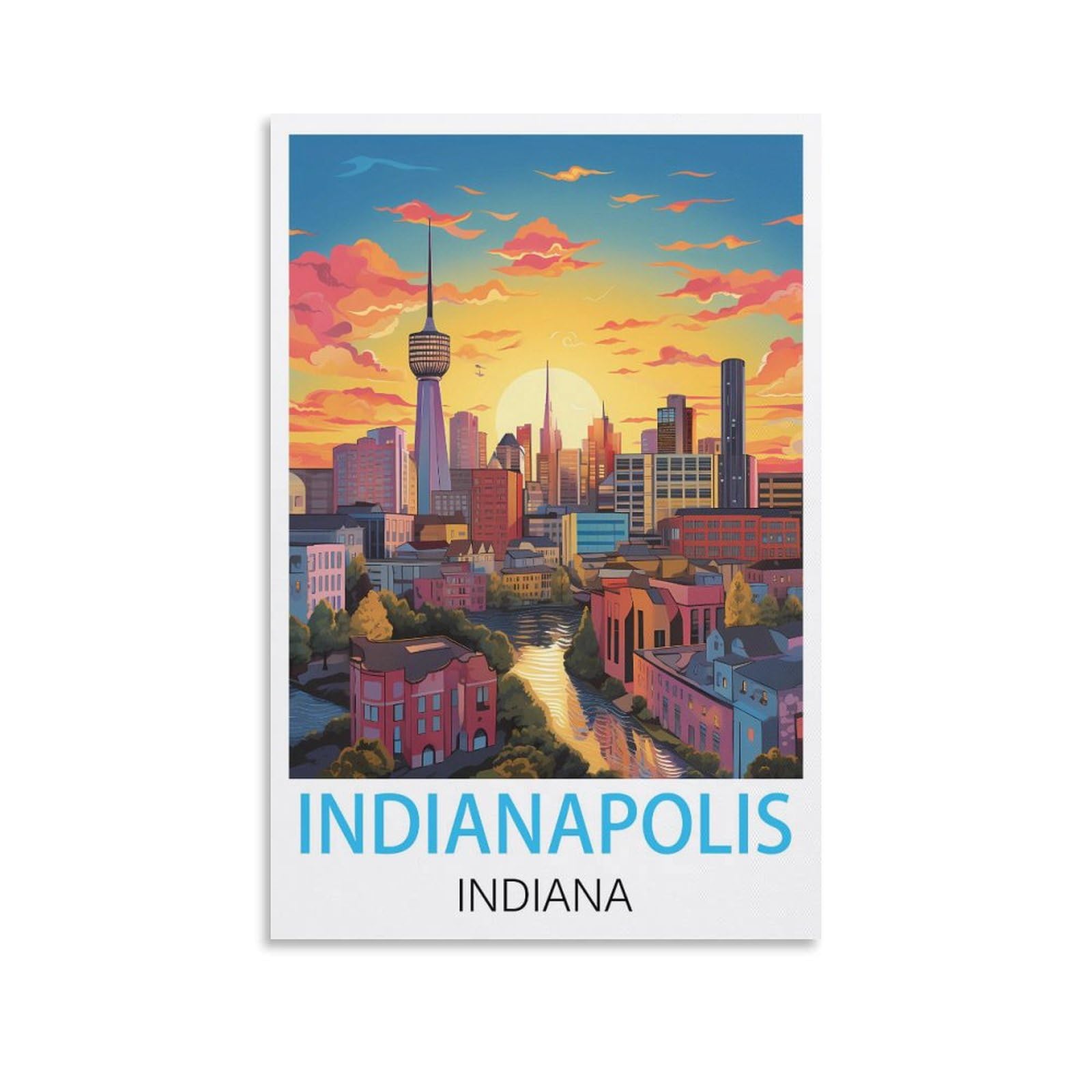 Metal Tin Sign,Indianapolis Indiana,Metal Wall Decorative Tin Signs for Home Kitchen Bar Coffee Shop Club Orchard Decoration 15x30cm
