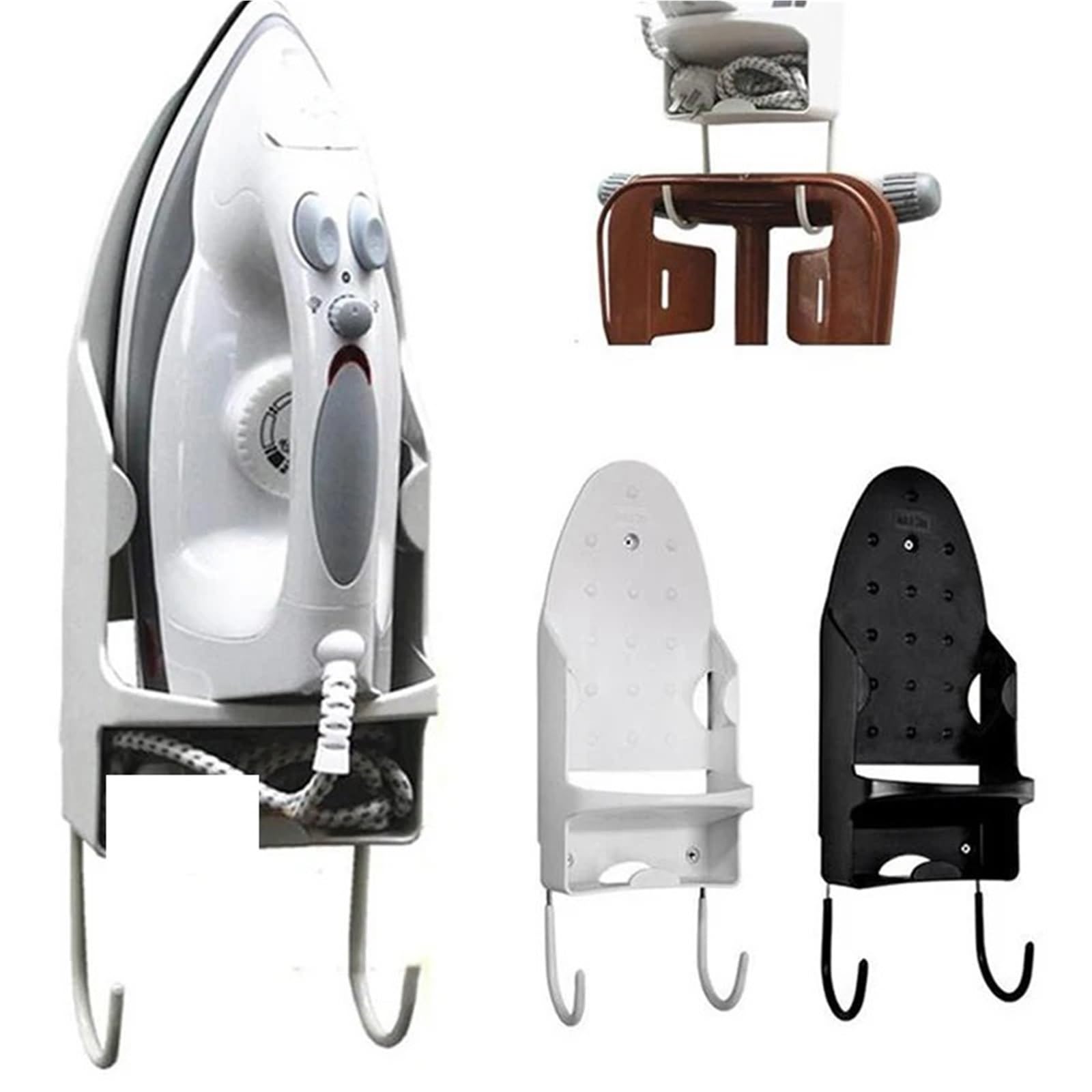 Supporto for ASSE da Stiro Parete for Porta, portaoggetti for Hotel, Ferro, Porta-asciugacapelli per Lavanderia | Black