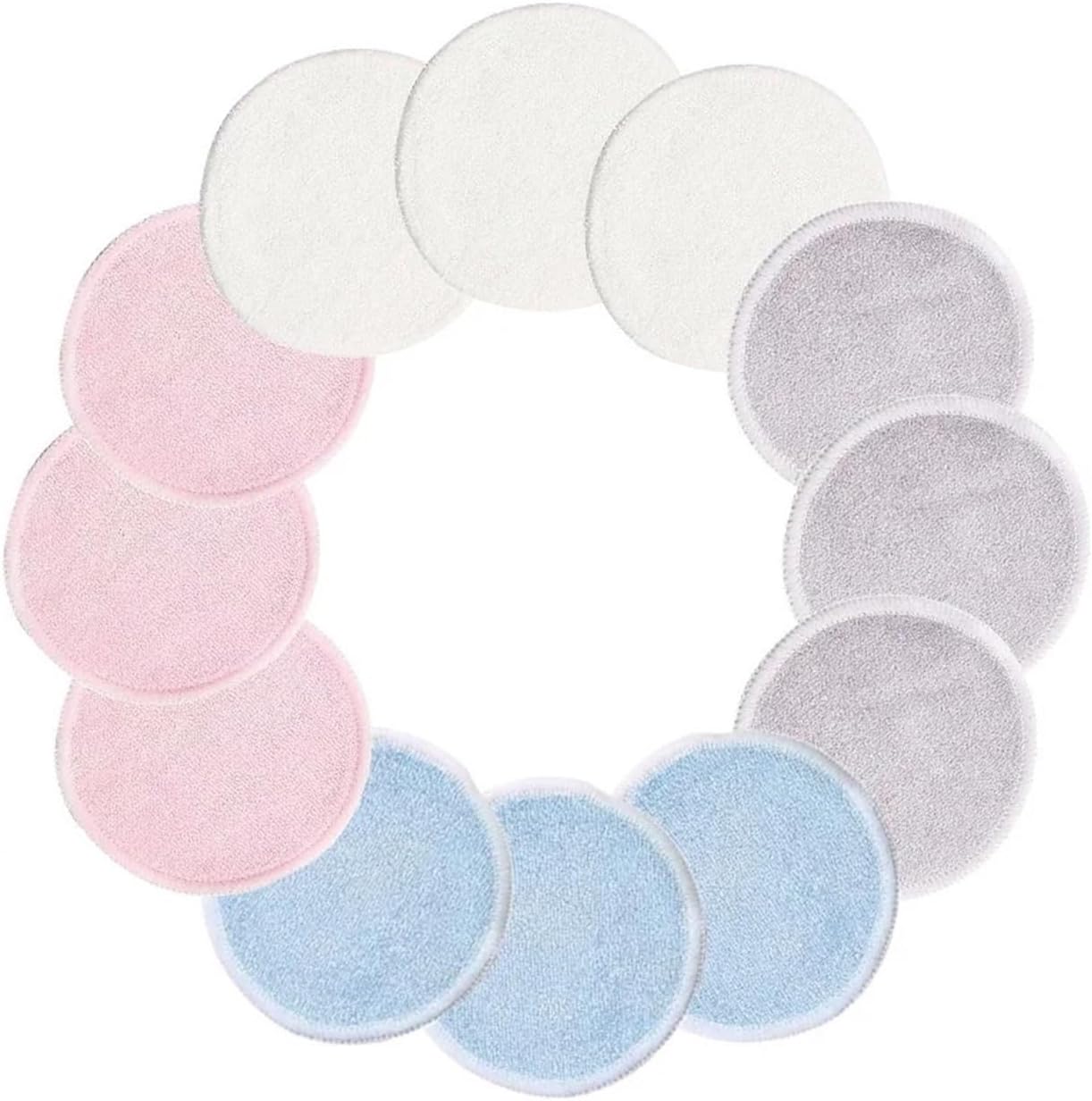 Makeup Remover Pads Reusable Bamboo Fiber Makeup Remover Pads 12pcs/Pack(12pcs Mixed Color)