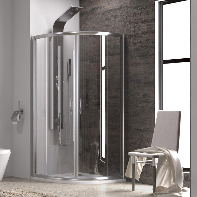 Box Doccia 90x90cm Semicircolare con Cristallo da 6 mm Trasparente 90x90 H.190 Profili Cromati per B&B