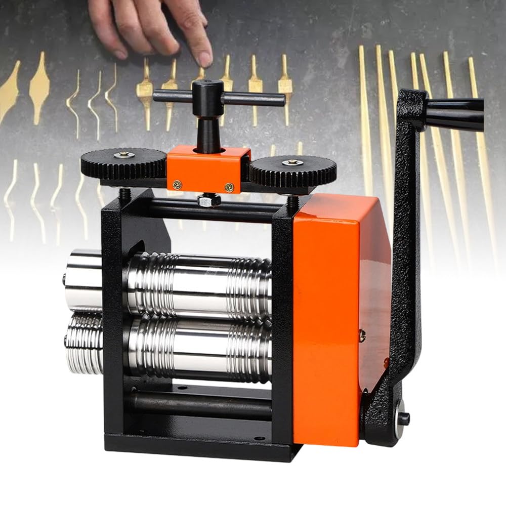 ShaiVrissian Manual Rolling Mill Machine,Hand Crank Rolling Mill for Metal Jewelry Making,2.5-10mm Pressing Thickness,Smooth Pressing,Wire Shaping and Texture Embossing