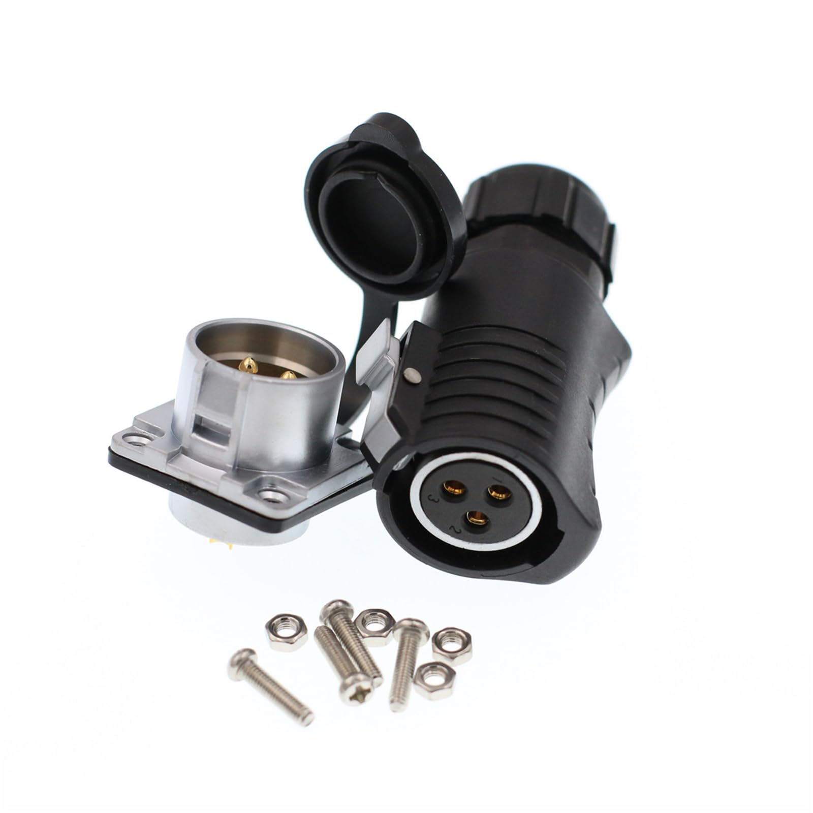 HangTonLP20 3 Pin 30 Amp Power Connector Female Cable Plug Panel Male Socket Waterproof Electrical Gold Plated Connector