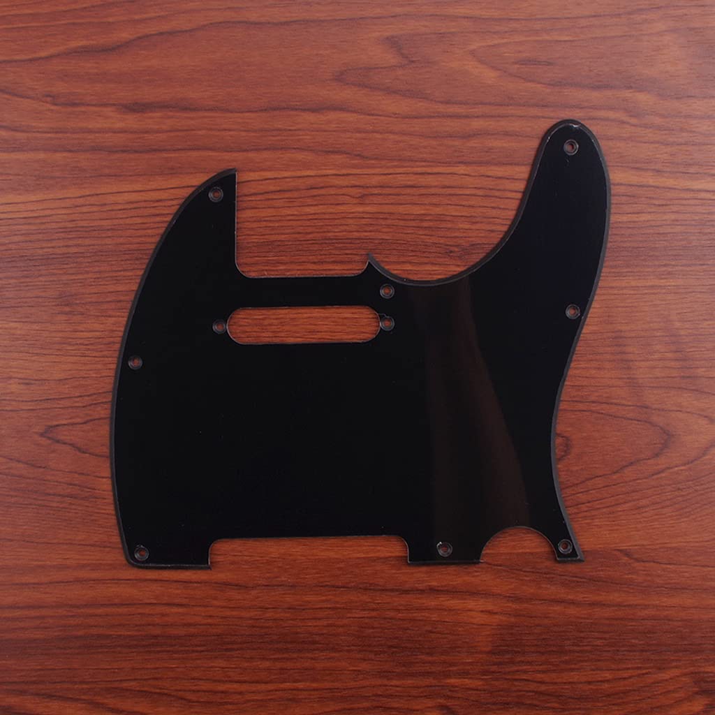 Alnicov 8-otworowy pickguard Telecaster do amerykańskiego/meksykańskiego amerykańskiego standardu Telecaster części w nowoczesnym stylu, 1-warstwowy czarny