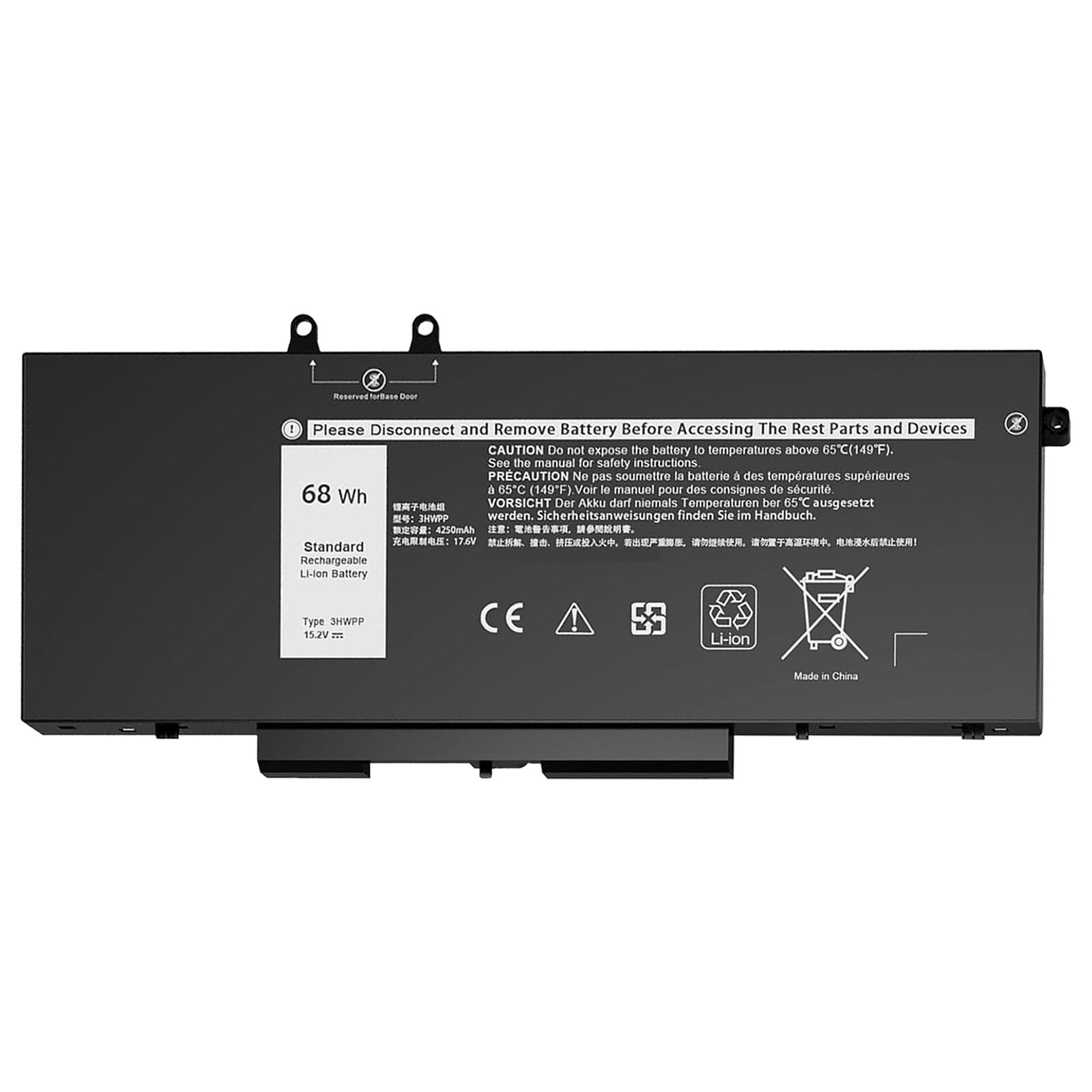 3HWPP Laptop Battery for Dell Latitude 5401 5410 5411 5510 5501 5511 Precision 3541 3550 3551, for Inspiron 7500 7506 2-in-1 Black P80F004 P80F003 P80F002 P98G003 10X1J 1VY7F 451-BCMN 15.2V 68Wh