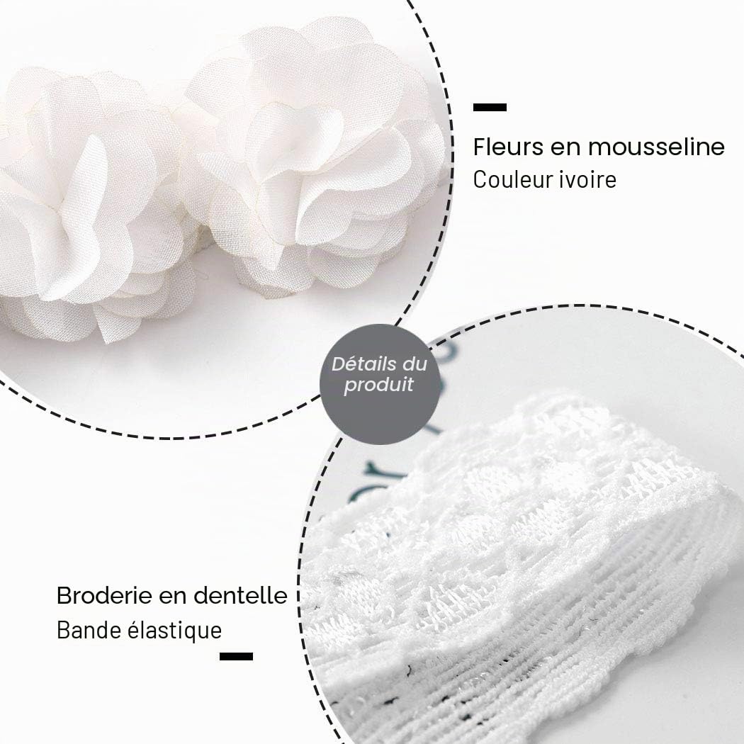 IYOU Lot de 3 bandeaux à fleurs pour bébé fille avec ruban gros-grain en simili cuir et étoiles Pour les fêtes et les mariages