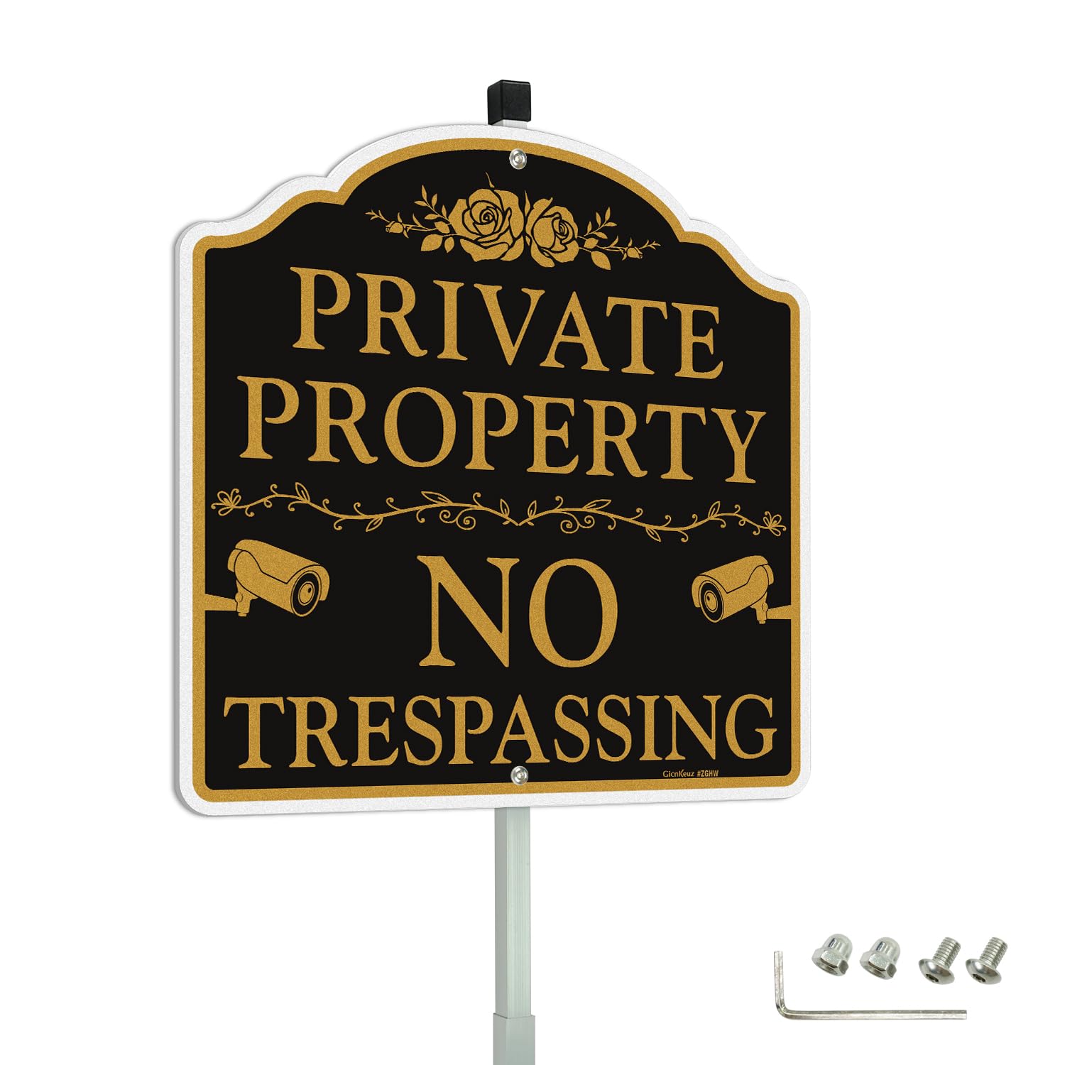GicnKeuz No Trespassing Signs 2-Pack - 14x10 Inch Heavy Duty Aluminum Private Property Signs, Outdoor Use