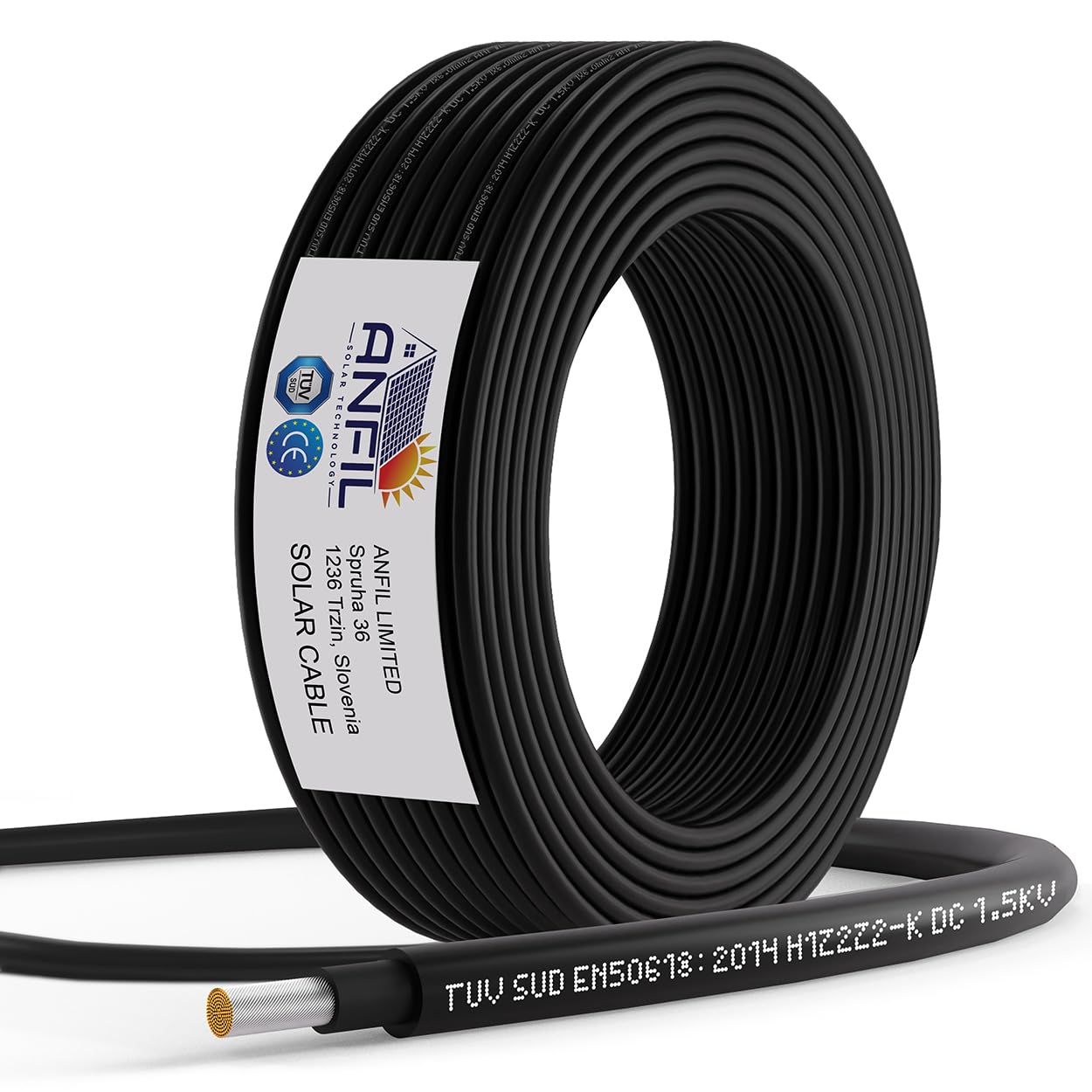 Cavo di Prolunga Solare ANFIL® 4mm² – Cavo per Pannelli Solari Fotovoltaici Rosso e Nero – 1800V DC – Doppio Isolamento, Alta Qualità, Resistente ai Raggi UV e alle Intemperie (Nero, 100m)