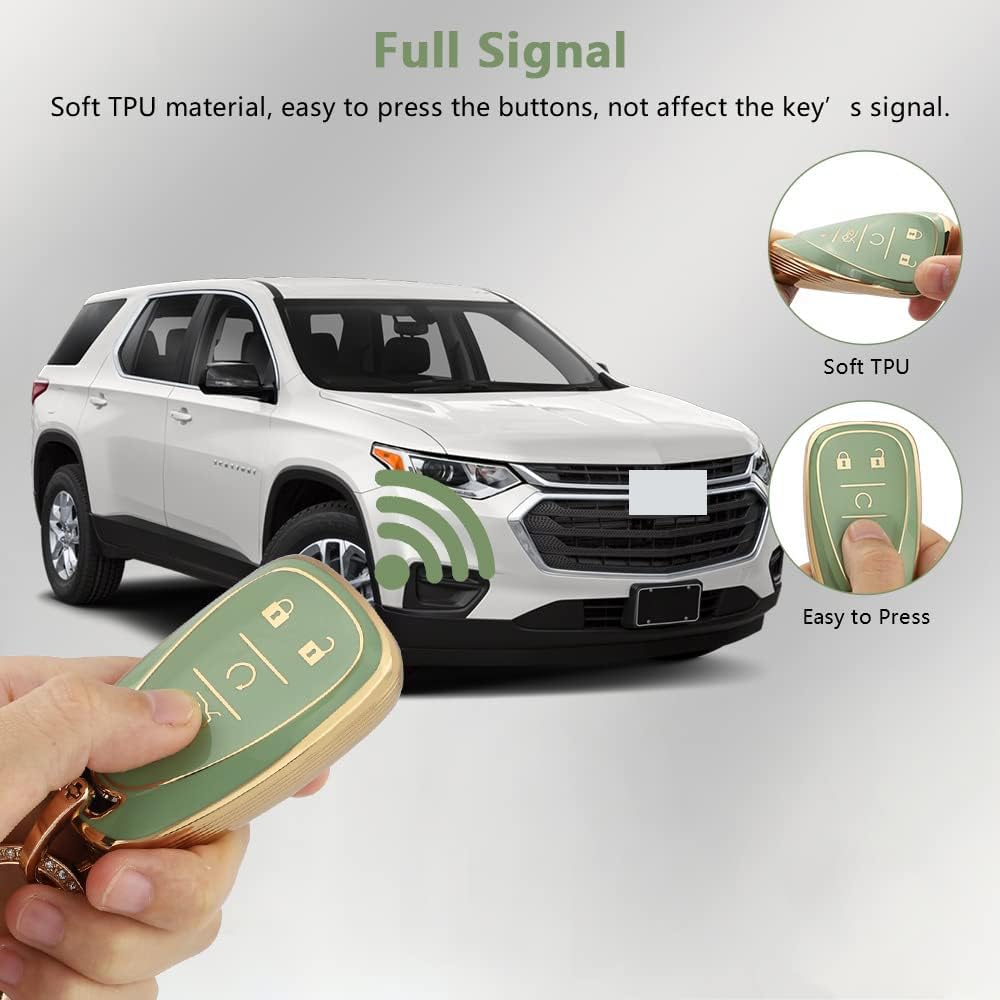 OLLEN 5-Button TPU Key Fob Cover With Bling Ring, Fit For Nissan Altima Sentra