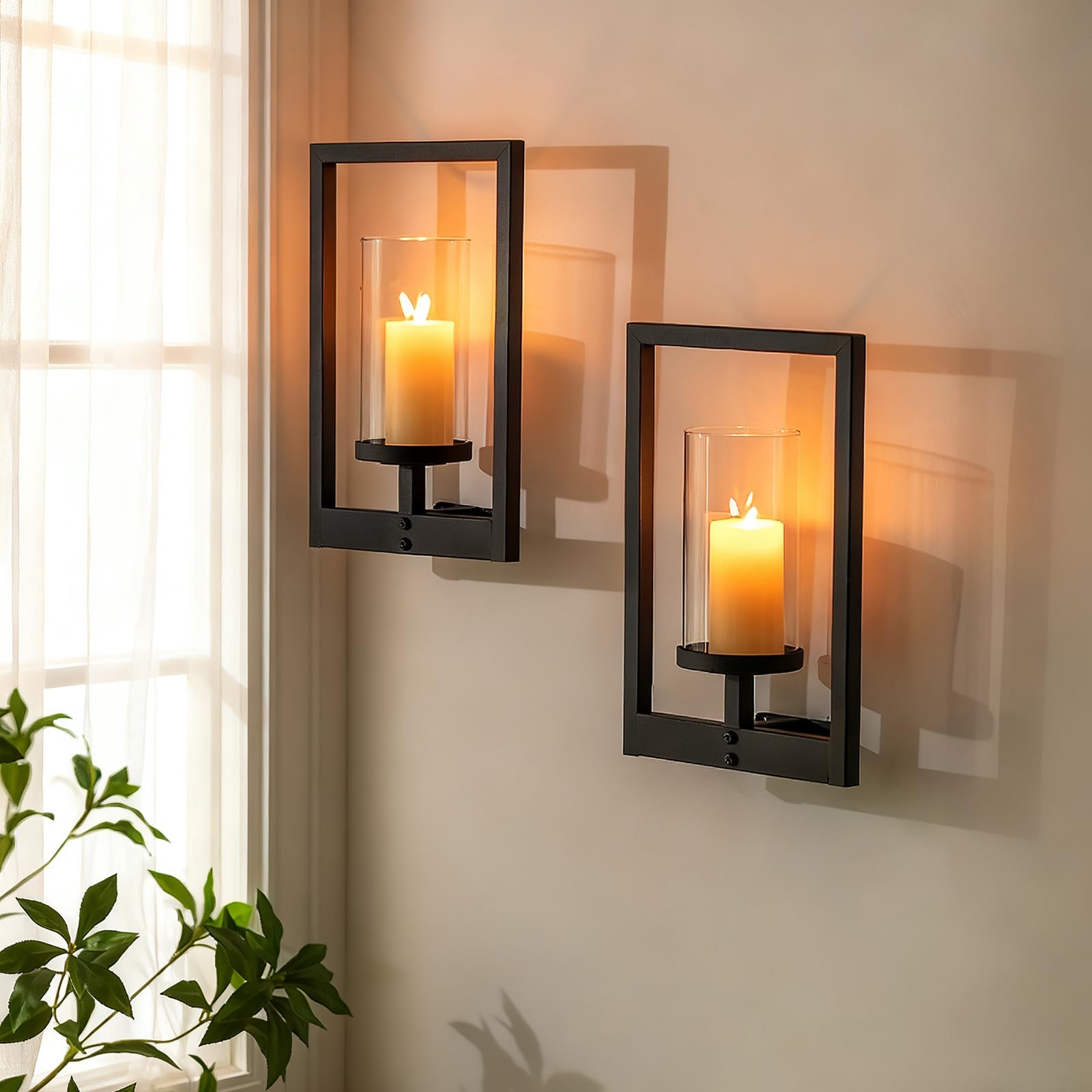 Schwarze Kerzenleuchter Wanddekor: 2er Set Wandkerzenhalter