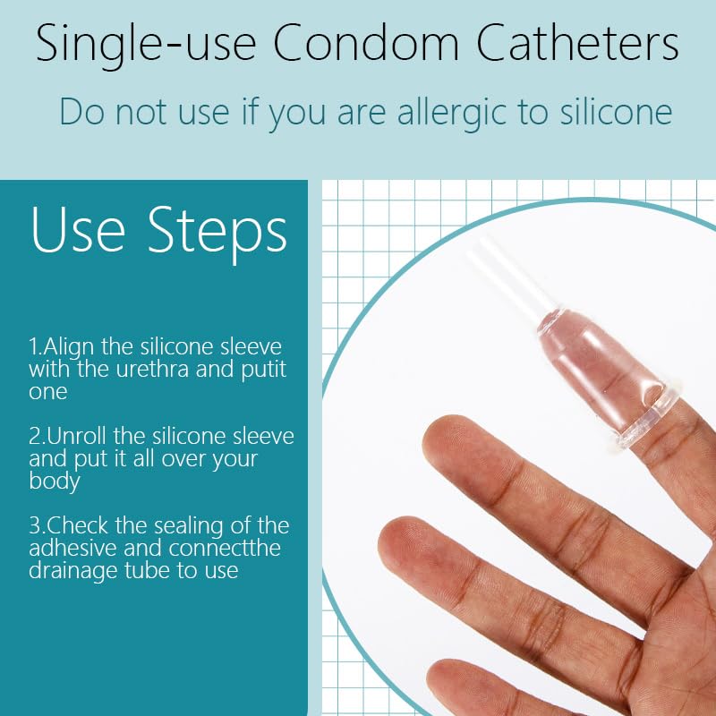 10 condones urinarios para hombres, duradero, práctico, silicona, evita fugas, 32 mm, transparente, ideal para hombres mayores o discapacitados, higiénicos y desechables (S)