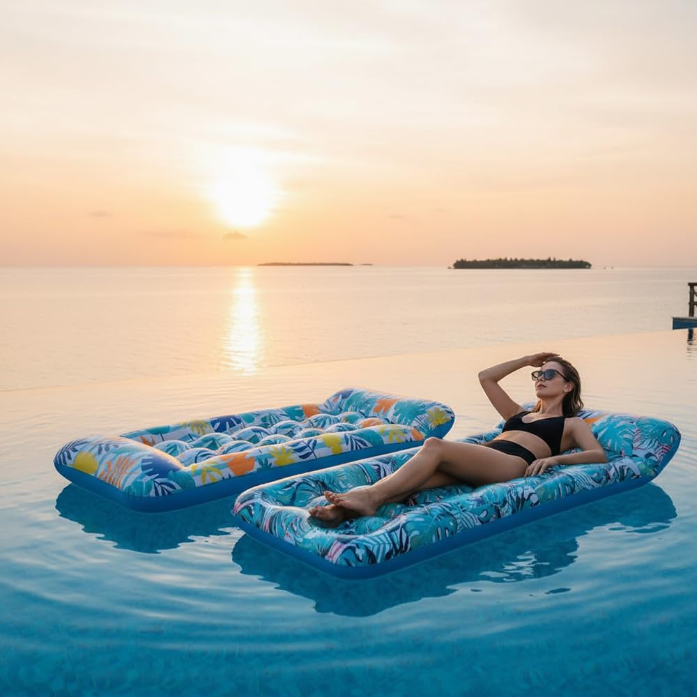 Paquete de 2 flotadores inflables para piscina, tumbona, flotadores multiusos para piscina, juguetes para fiestas en la piscina, playa de verano, al aire libre, flotadores gigantes para piscina tamaño
