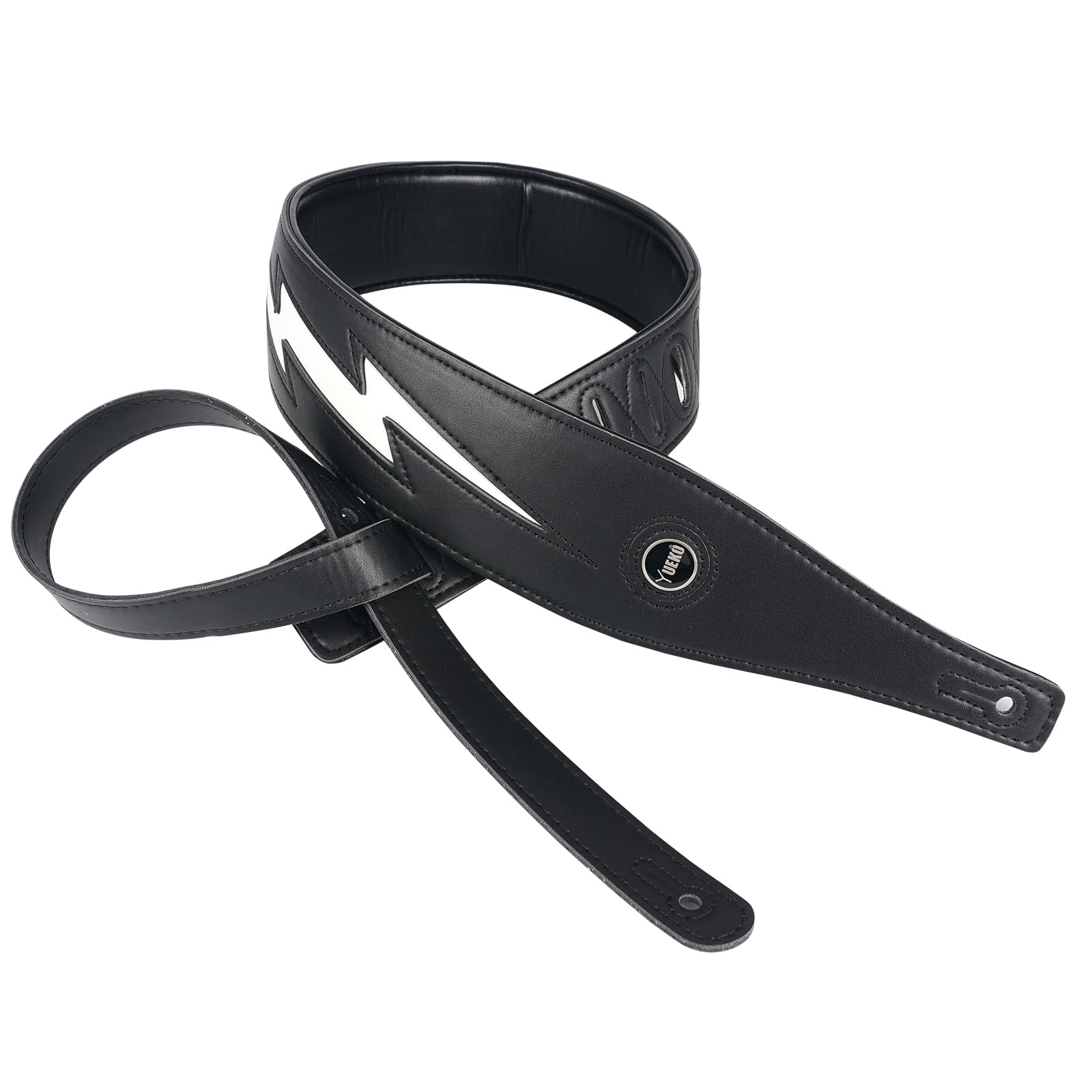 Yueko Unisex Black Cool Lightning Pattern Guitar Strap Strap For Electric Guitar/Bass (Black)