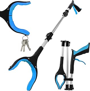 Adiwo Greifzange für Senioren, 91cm Ausziehbar Müllgreifer Zange, Faltbare Greifer zum Aufheben mit Magnet, Leichter um 360° drehbarer Kopf, Gartenarbeit Extra Langer Greifarm, Blau