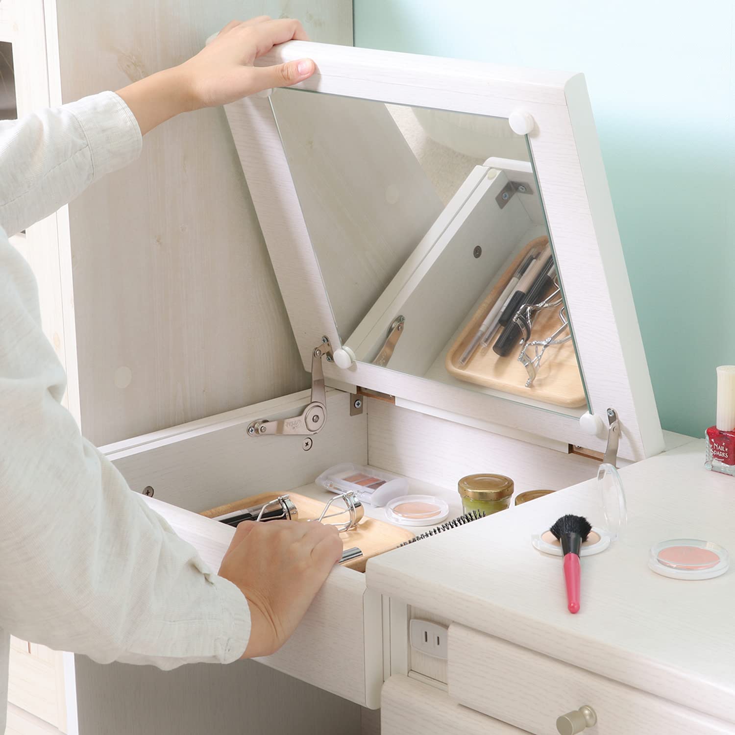 Amazon.co.jp: 不二貿易 ドレッサー テーブル 幅76.4cm ホワイト