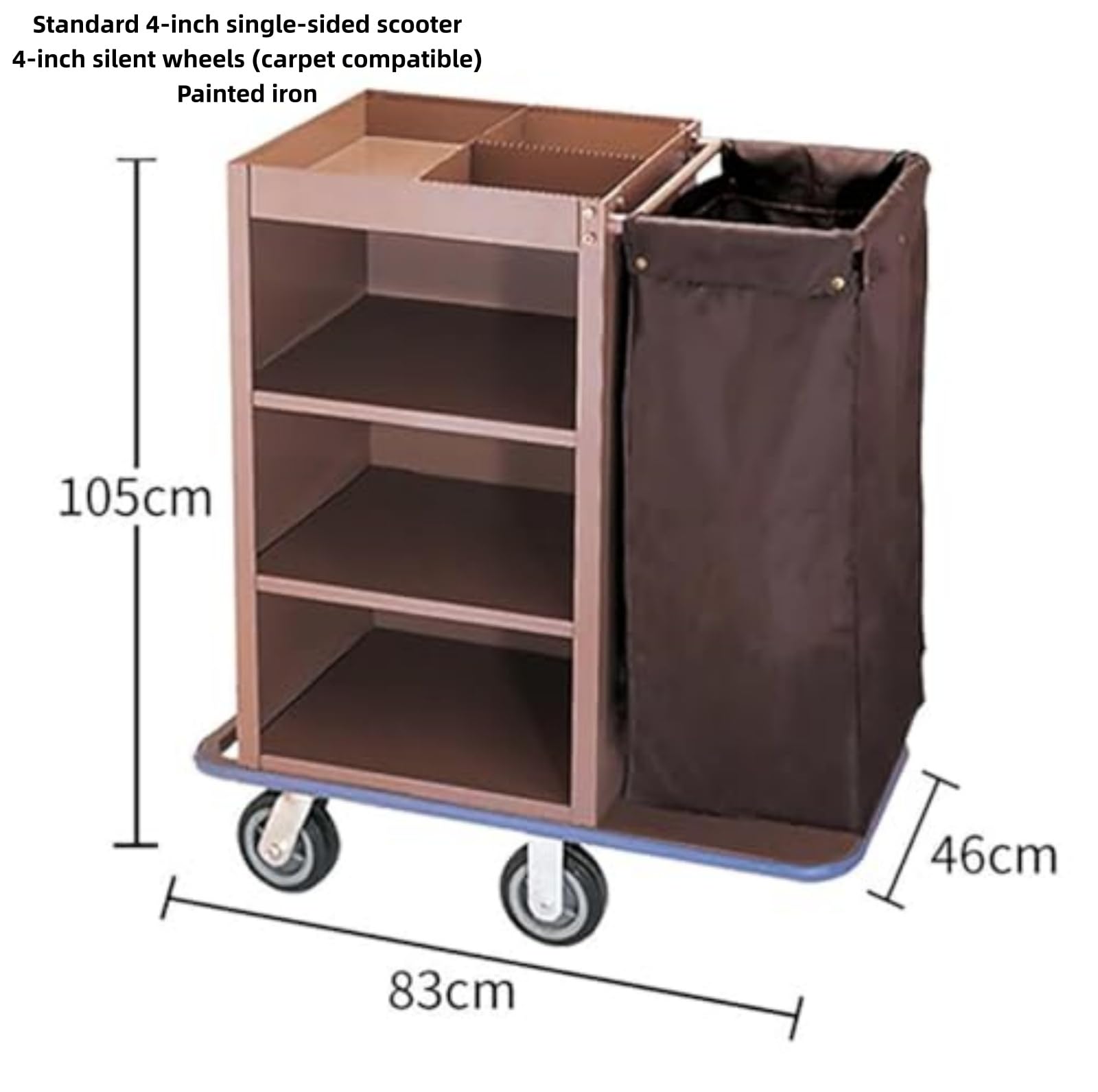 Carrito de limpieza con ruedas, organizador de suministros rodantes para limpieza, custodio y mantenimiento, organizador de limpieza eficiente para hoteles y oficinas