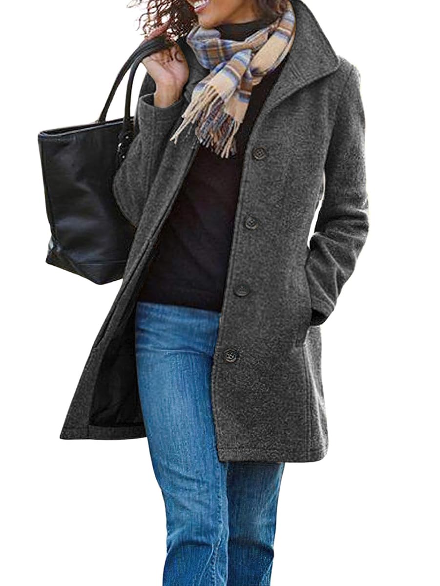 Cappotto Invernale da Donna in Tweed retrò Moda Ufficio Monopetto Giacca di Media Lunghezza Elegante Tendenza Business Casual Risvolto Giacca Slim