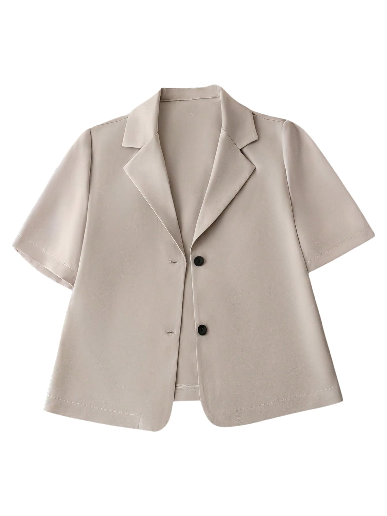 OYOANGLE Womens Short Sleeve Cropped Suit Blazer Business Casual Open Front Button Down Jacket
