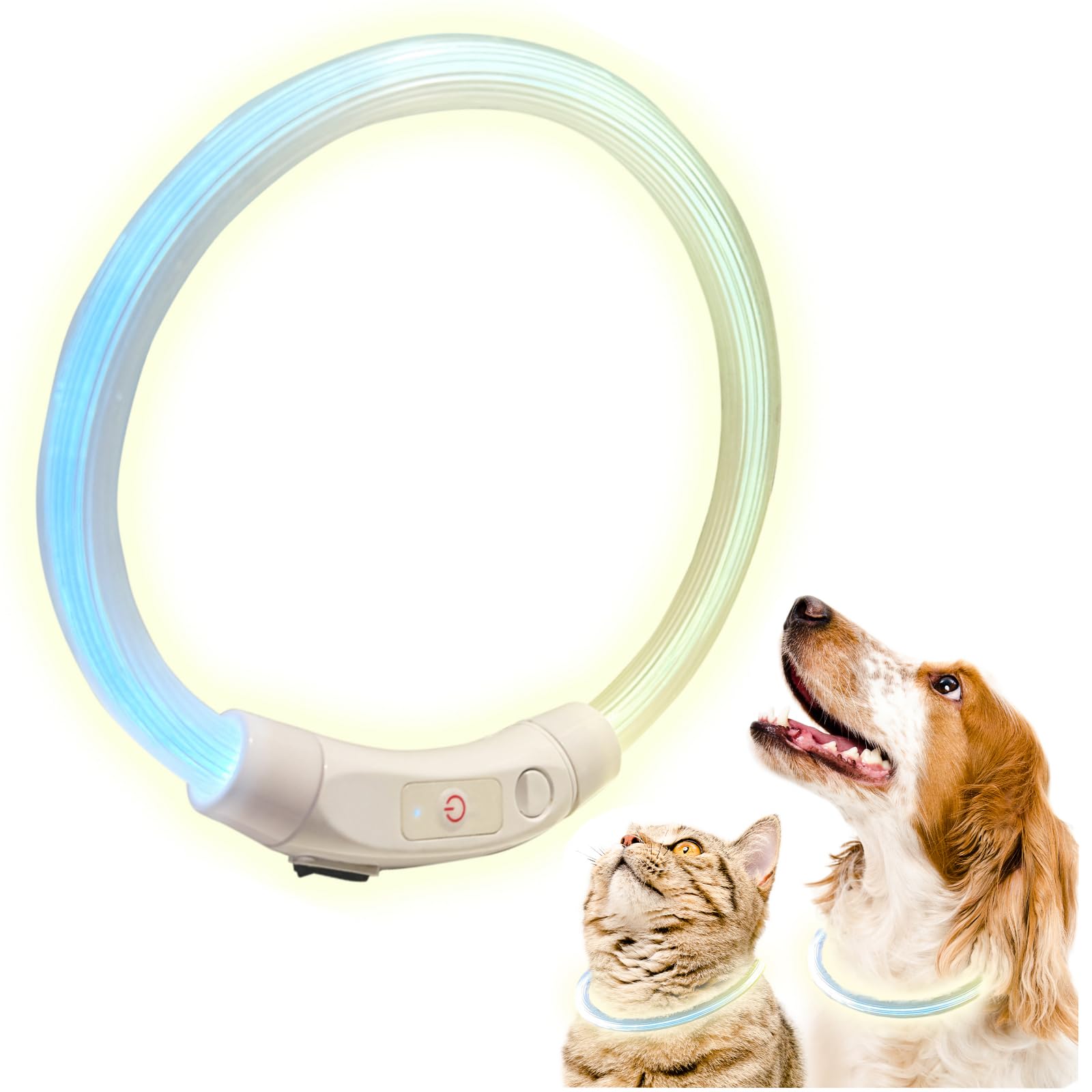 Sunkizzrs® Dog Collar LED Optical Fiber Dog Glow Collar Flashing Dog Collar Safety Pet Collar Waterproof/USB Charging/Cuttable Length, Ensuring Safety Lost Prevention for Dogs (White Light) (B0CHS822LR) Amazon Price History, Amazon Price Tracker