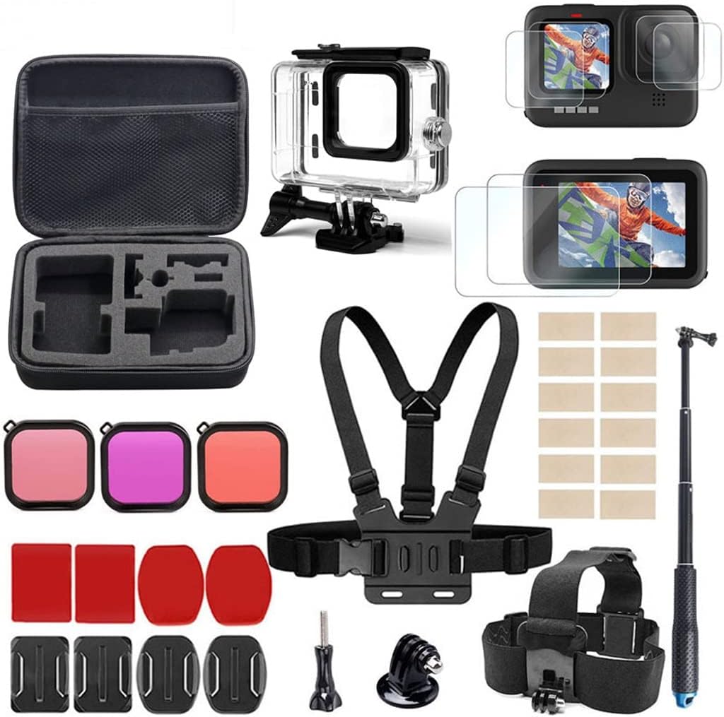 Action Camera Accessories Accessories Kit for Black Carrying Bag Waterproof Housing Case Tripod Set for