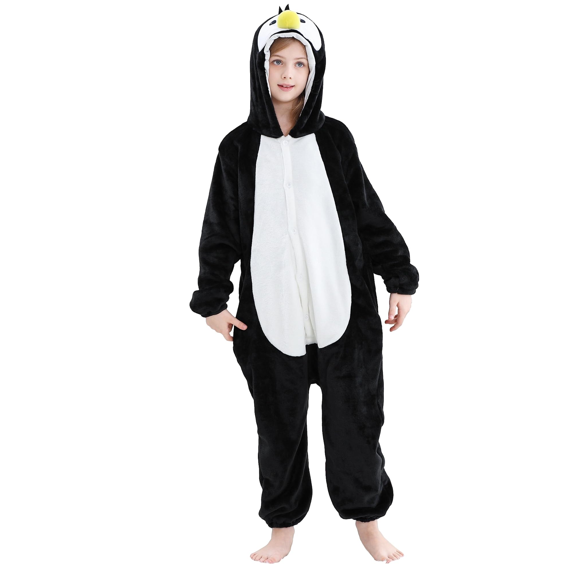 HAHASHOW Combinaison Pyjama Enfant Grenouillère Surpyjama Enfants Cosplay Cartoon Animaux à Capuche Unisexe Grenouillères Vêtements de Nuit Garcon Fille 3-12 Ans