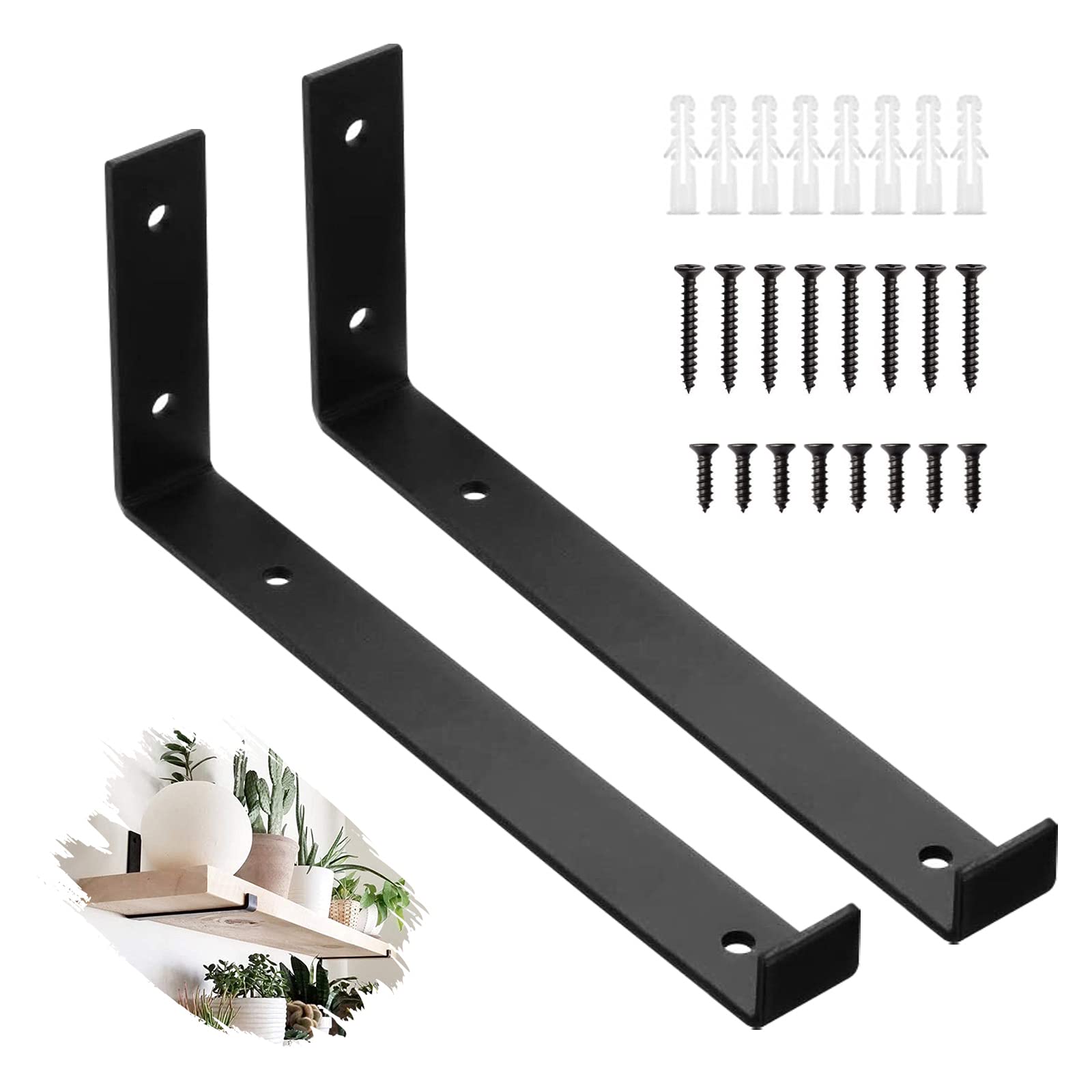 Buy WHATWEARS Black Shelf Bracket, 2 Piece Heavy Duty Shelf Brackets