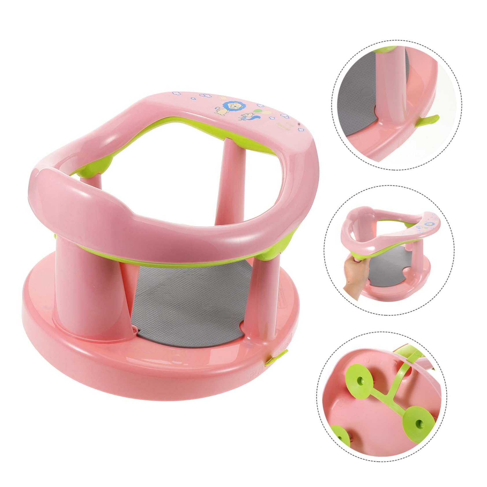 Hemobllo Asiento de Baño para Ñiño Recién Nacido Color Rosa Diseño Versátil y Fácil de Transportar, Material Pp y Tpr Antideslizante para Bañeras y Lavabo