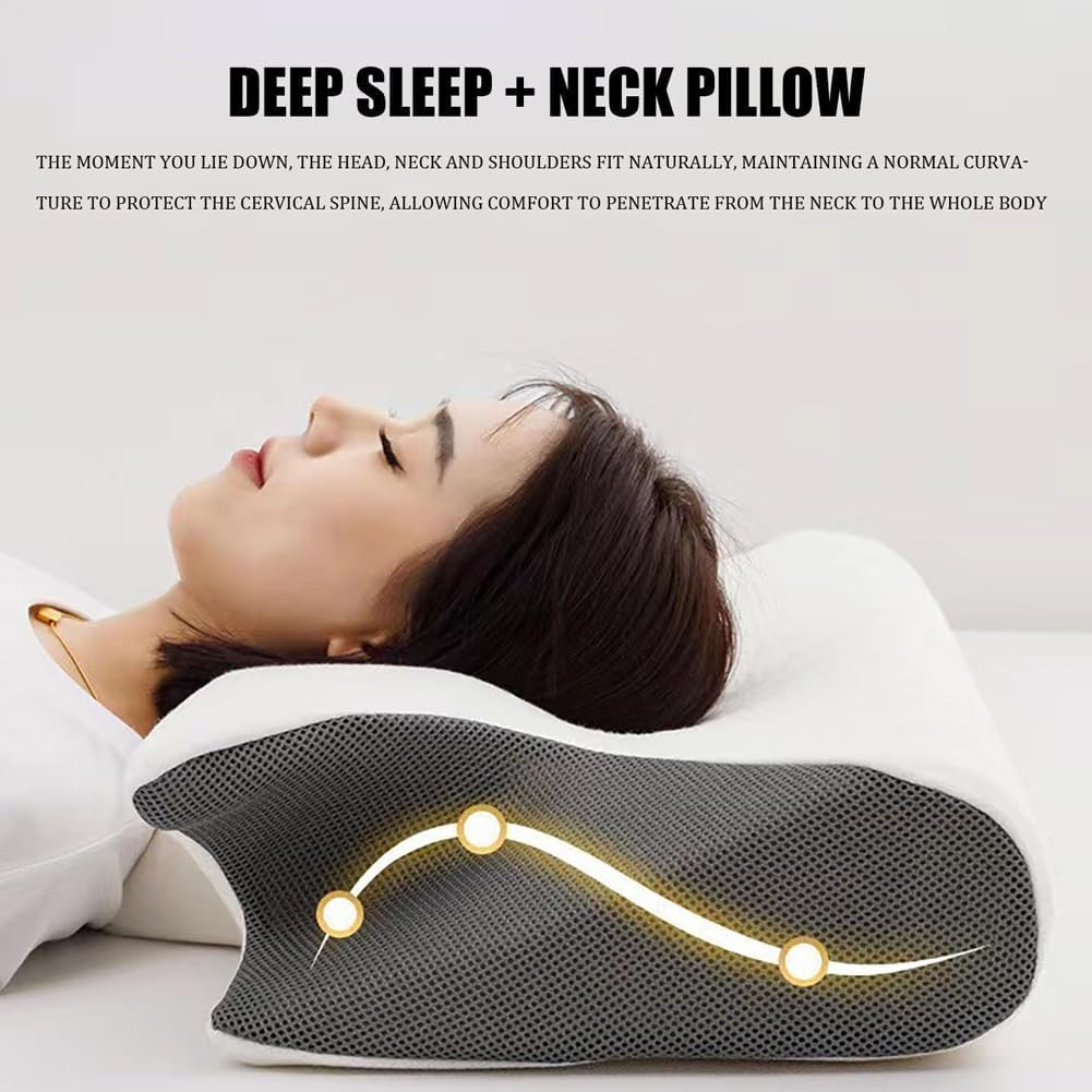 Cobio-Cobio Contour Relief Pillow, Restrelief Premium Ergonomic Pillow, Tildreams Memory Foam Neck Pillow, Ornatera Contoured Ergonomic Neck Support Pillows for Side,Back,Stomach Sleeper (Black)