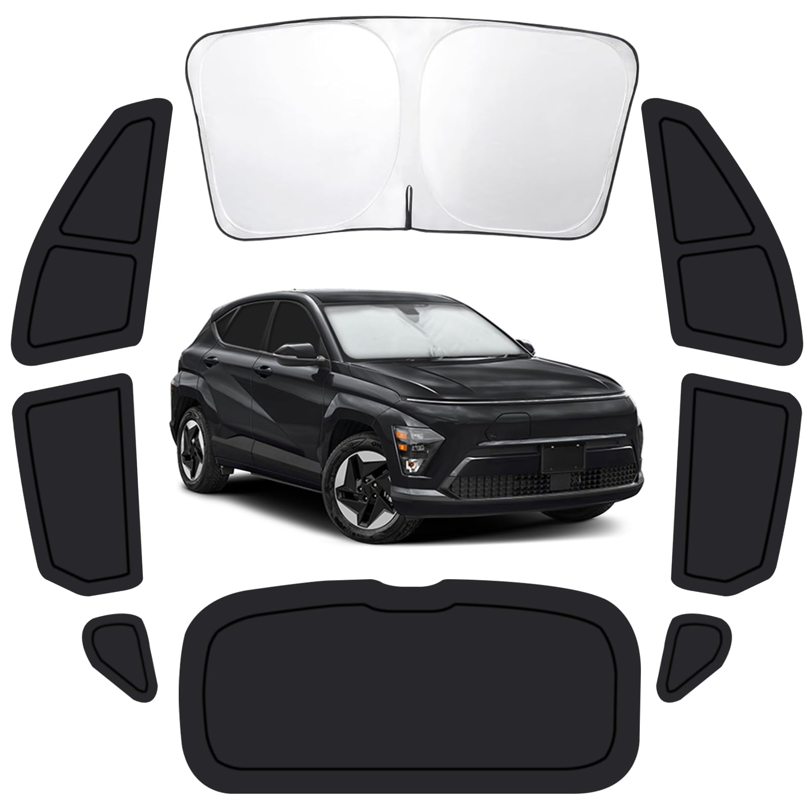 Car Window Shades for Hyundai Kona 2024-2026, Full Car Window Covers for Privacy, Sunshades for Kona Front Rear Windshield Side Windows to Block UV and Protect Privacy(8pcs)