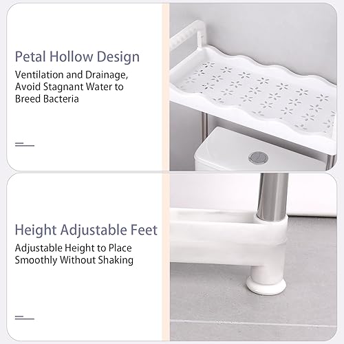 Miniatura 4 de Estante de almacenamiento sobre el inodoro, estante de almacenamiento multiusos para inodoro, estante de 3 niveles, ahorro de espacio de baño,