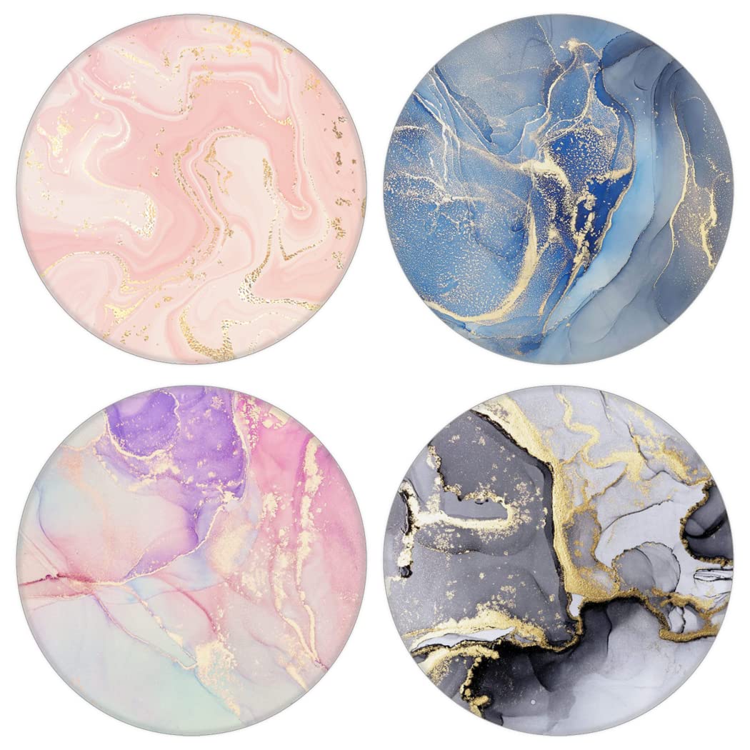MOKKI 4 Pack Phone Grip,Cell Phone Holder for Smartphone,Finger Expanding Kickstand Stand - Pink Blue Grey Rose Gold Marble