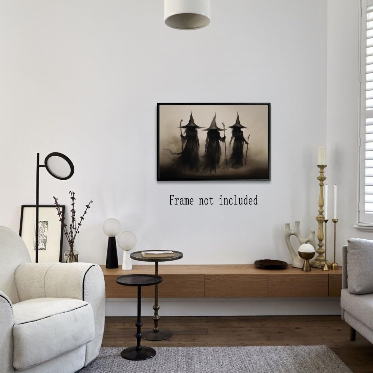 Homewish 3-teilige Hexen Leinwandbilder 40x30cm - Vintage Halloween Deko