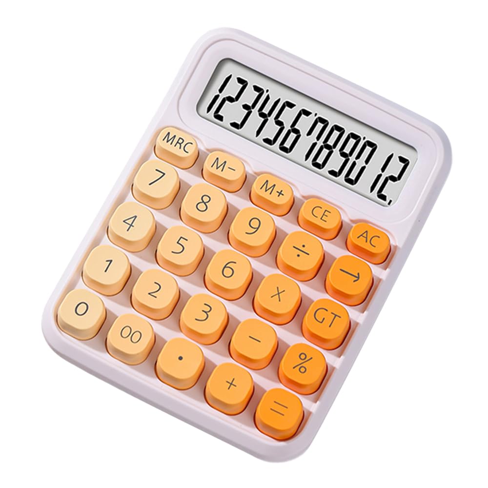 Calculatrice Standard Vert Dégradé - 12 Chiffres Écran LCD + Gros Boutons | Accessoire Bureau Mignon École