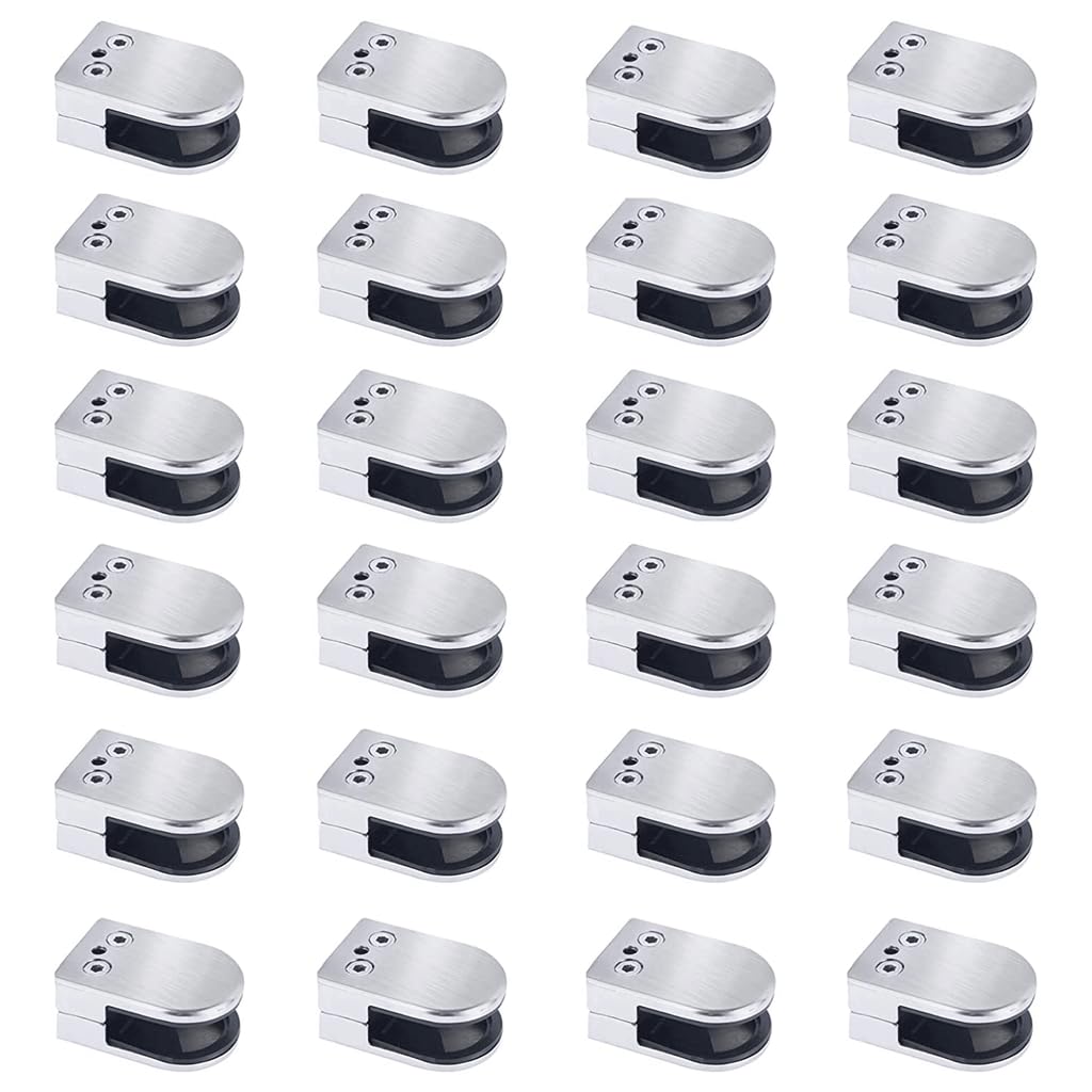 Estante de Vidrio 24 Uds. Clips de vidrio, abrazaderas de vidrio de acero inoxidable, soporte de vidrio ajustable para barandilla, escaleras, balcón, piscina, abrazadera de suelo de vidrio confiable