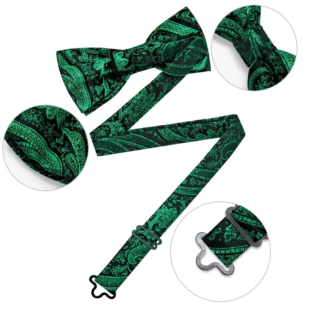 JFDBGU AdjustableBoe Tie Handkerchief Cufflinks Set for Wedding Business Pre-tied Bowties Silk Knots