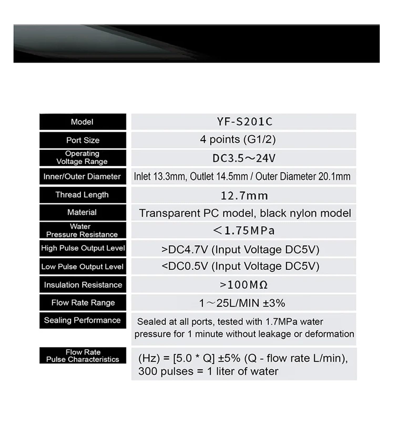Sensor de Flujo de Agua, medidor de Flujo de líquido de 1/2, 3/4 y 1/2 Pulgadas for riego(YF-DN40)
