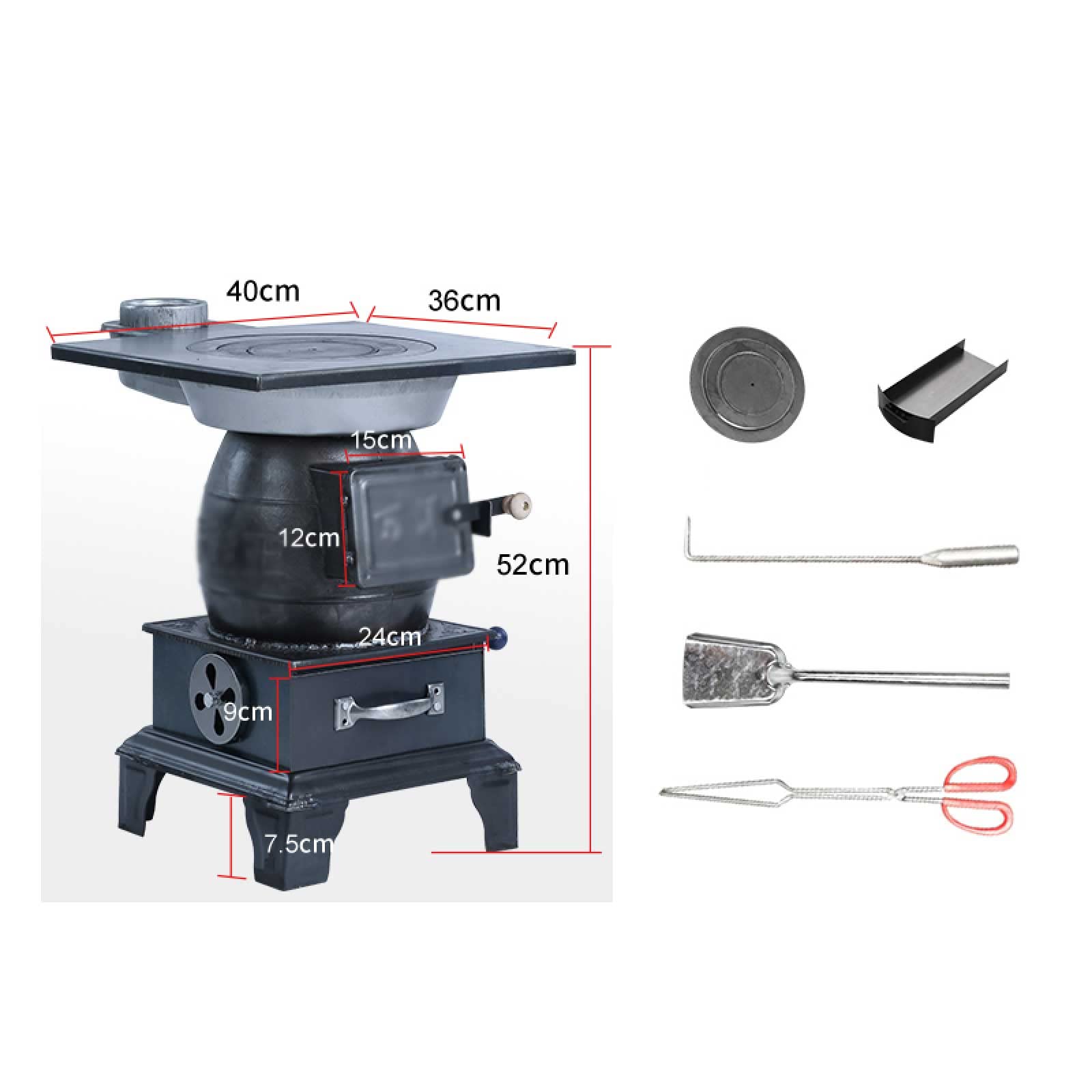 アンティーク調 鋳鉄製 薪ストーブ [調理・暖房OK] Amazon.co.jp: 厚みのある鋳鉄製薪ストーブ、家庭用暖房調理用ストーブ