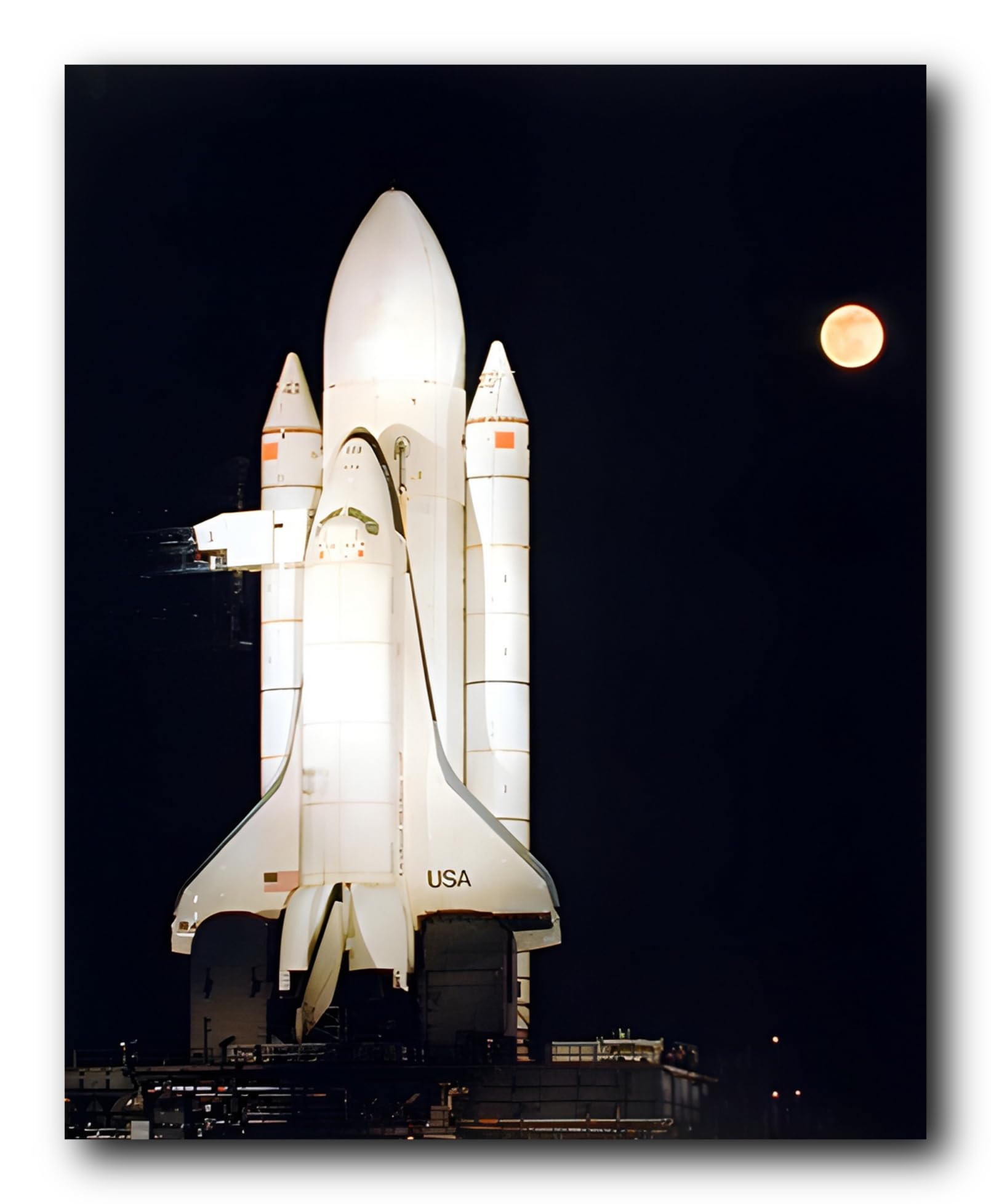 Impact Posters Gallery Wall Decor Picture - NASA Space Shuttle Night Moon Astronaut Rocket Educational Art Print (16x20)