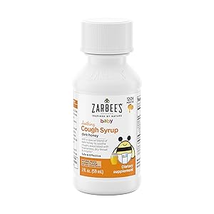 Zarbee's Baby Soothing Honey Cough Syrup for Babies 12-24 Months, Safe & Effective Cough Syrup with Soothing Dark Honey for Occasional Coughs, Drug & Alcohol-Free, Peach & Honey, 2 fl. oz