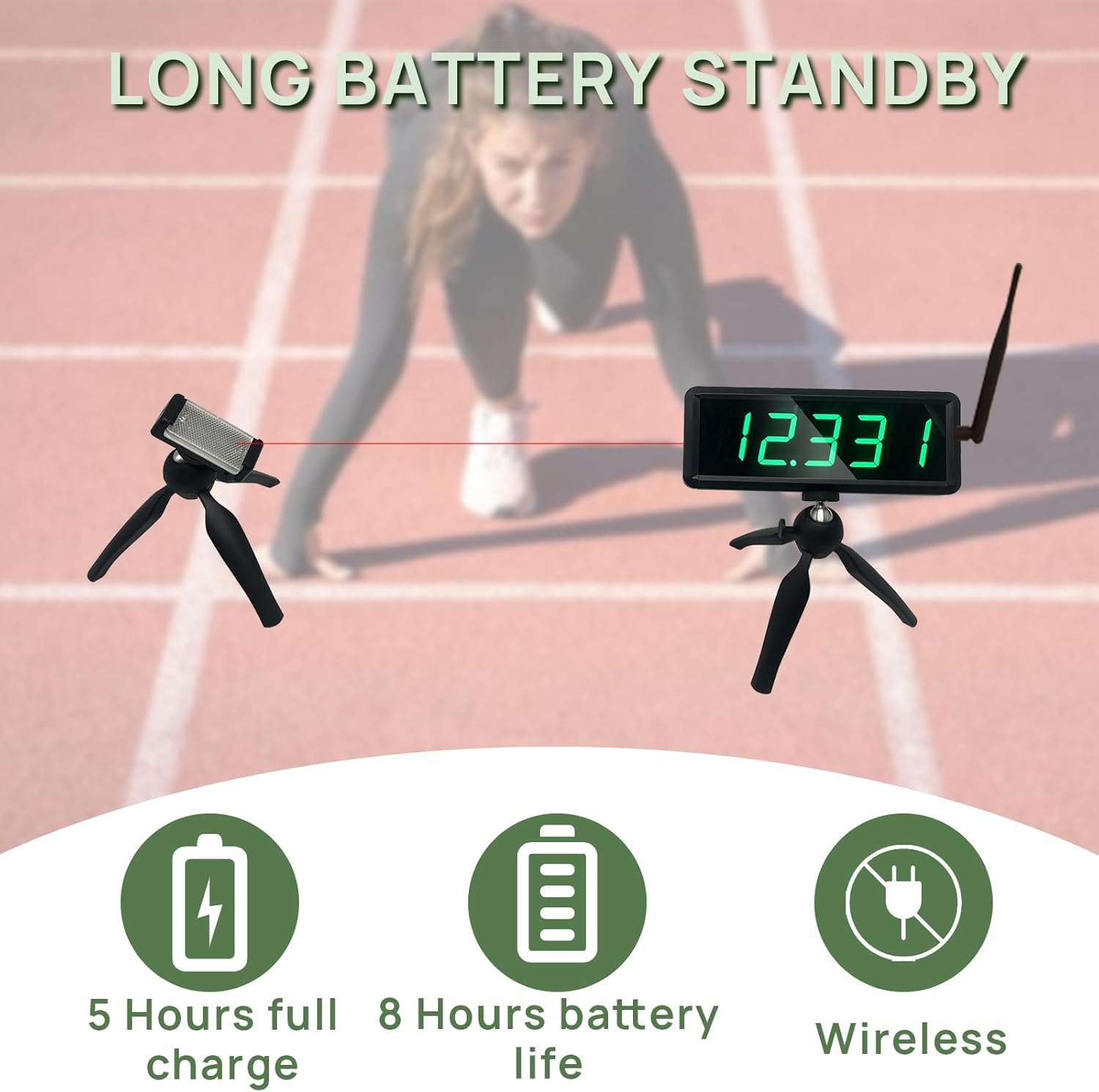 YZ Timer Laser Wireless Alimentato a Batteria per Sprint Race Clock Cronometro elettronico Bici da Corsa Allenamento di velocità Pattinaggio Pista Field Timer Moto