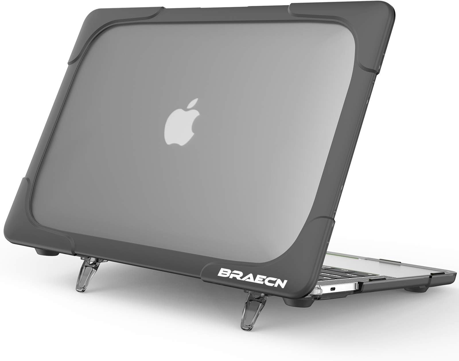 MacBook Retina 12 Inch Case Model A1534 / A1931 (Version 2017/2016/2015) [Heavy Duty] Slim Rubberized [Dual Layer] Hard Case Cove with Foldable Kickstand for Retina 12 inch Display BRAECNstock -Gray