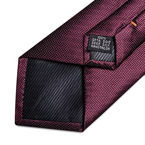 Image of DiBanGu Mens Silk Necktie Solid Color Tie and Pocket Square Cufflink Tie Clip Set Woven Plain Ties for Men Wedding Party