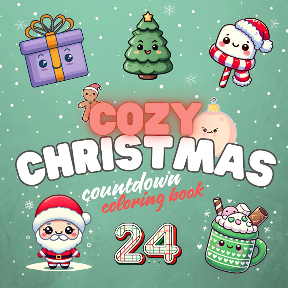 Cozy Christmas countdown: Colouring book for kids